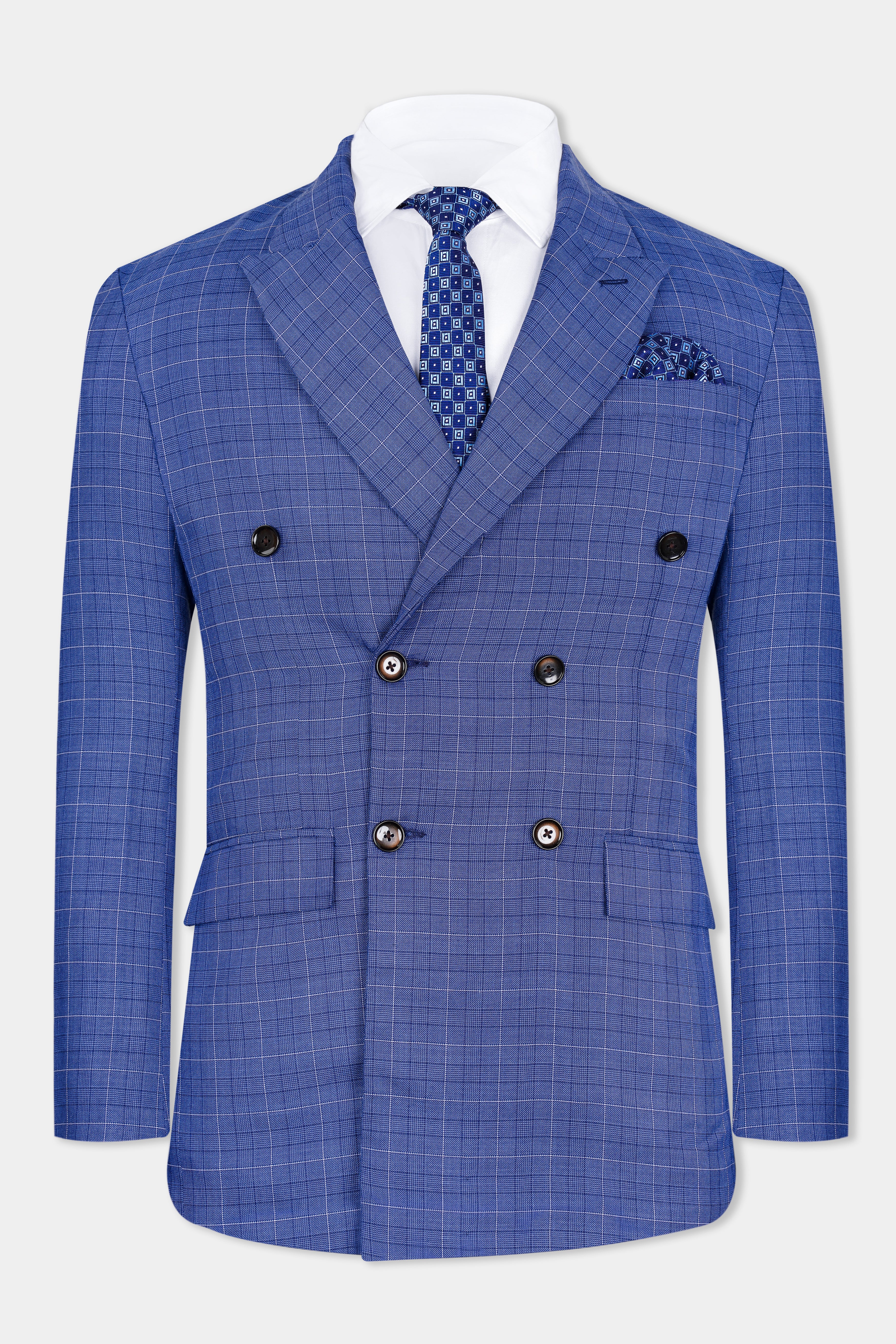 Yonder Blue Plaid Wool Rich Double Breasted Suit ST2944-DB-36,ST2944-DB-38,ST2944-DB-40,ST2944-DB-42,ST2944-DB-44,ST2944-DB-46,ST2944-DB-48,ST2944-DB-50,ST2944-DB-52,ST2944-DB-54,ST2944-DB-56,ST2944-DB-58,ST2944-DB-60