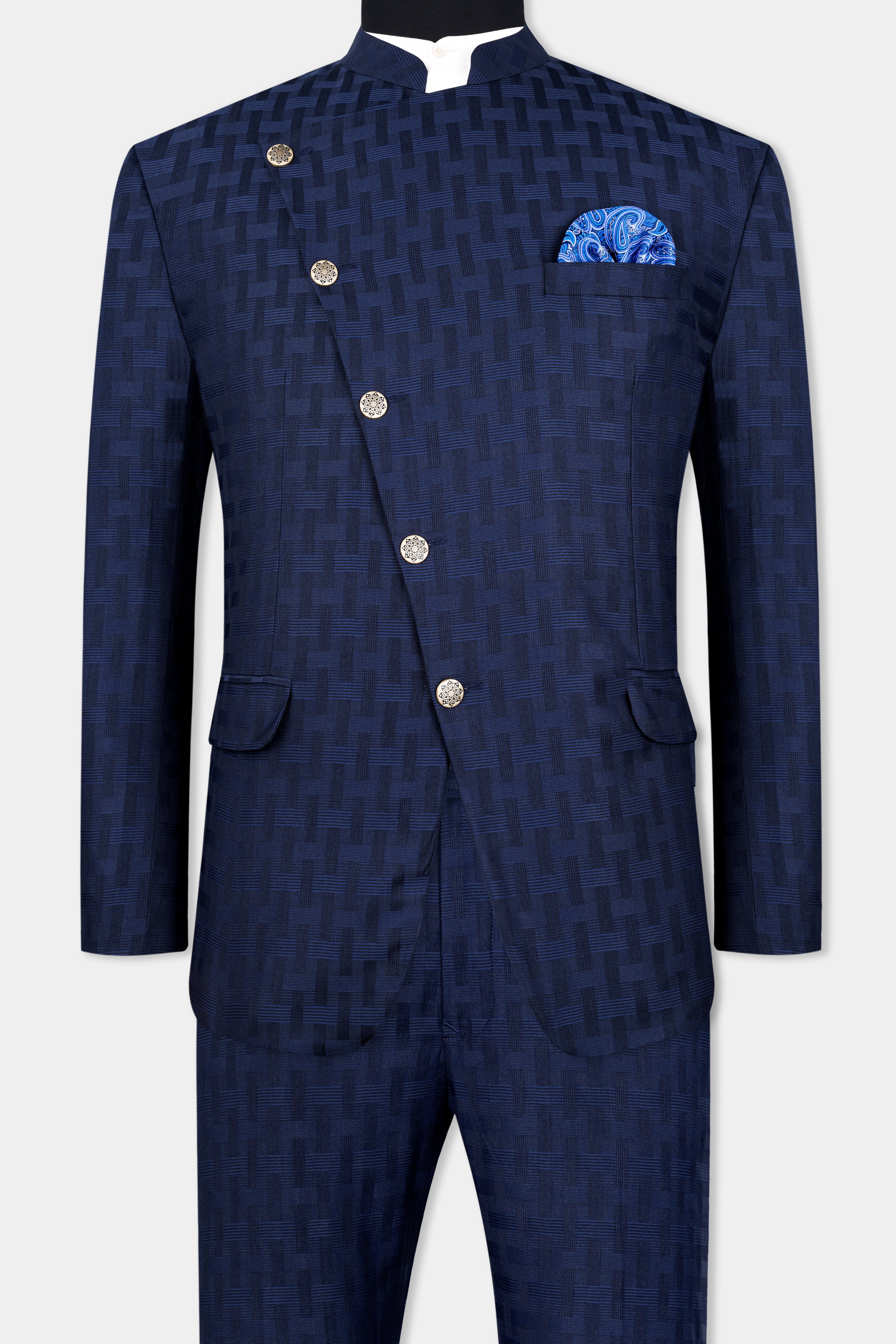 Haiti Blue Wool Rich Cross Buttoned Bandhgala Suit ST2956-CBG-36,ST2956-CBG-38,ST2956-CBG-40,ST2956-CBG-42,ST2956-CBG-44,ST2956-CBG-46,ST2956-CBG-48,ST2956-CBG-50,ST2956-CBG-52,ST2956-CBG-54,ST2956-CBG-56,ST2956-CBG-58,ST2956-CBG-60