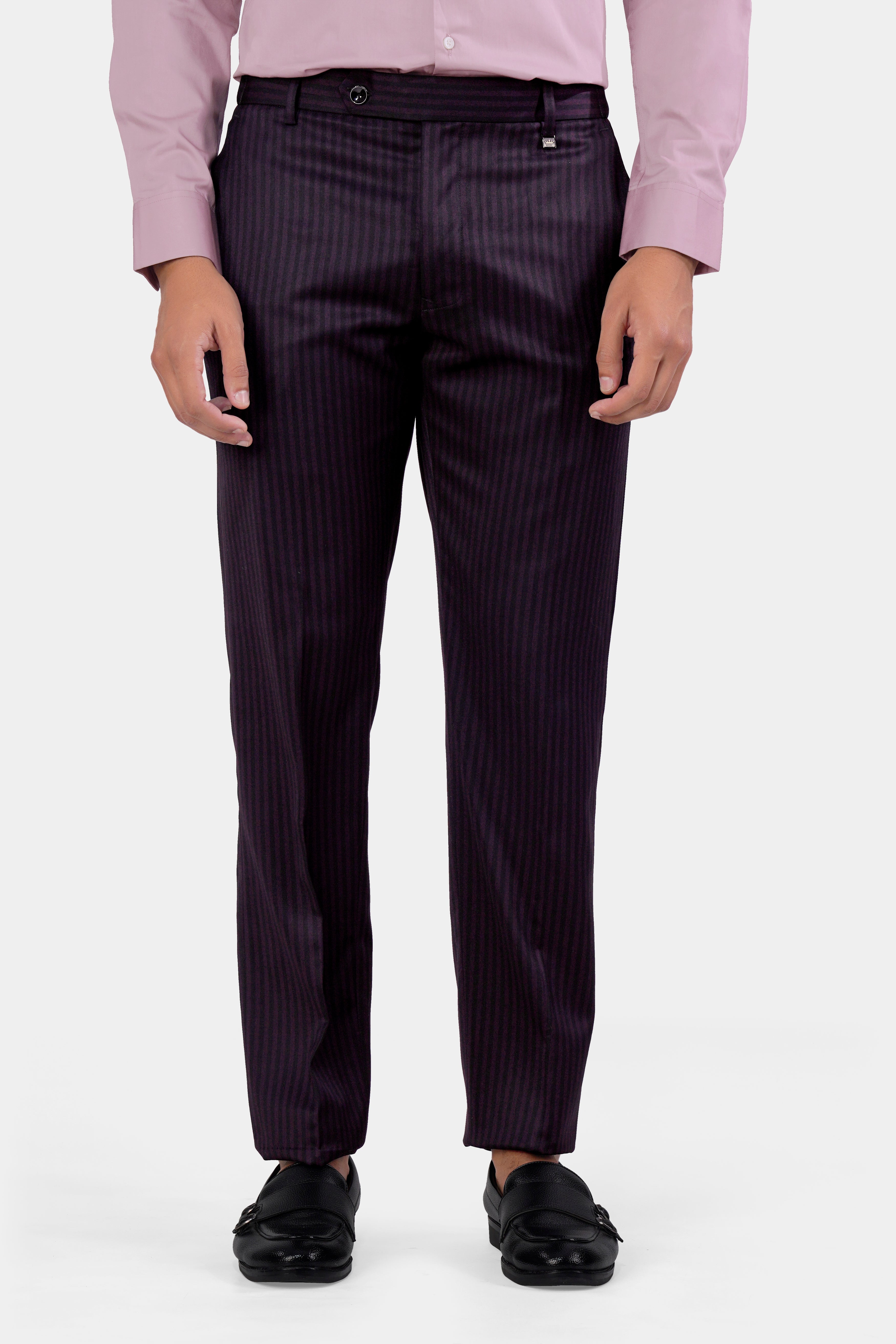 Bleached Purple Striped and Antique Brown Wool Rich Bandhgala Designer Suit ST2962-BG-D63-36,ST2962-BG-D63-38,ST2962-BG-D63-40,ST2962-BG-D63-42,ST2962-BG-D63-44,ST2962-BG-D63-46,ST2962-BG-D63-48,ST2962-BG-D63-50,ST2962-BG-D63-52,ST2962-BG-D63-54,ST2962-BG-D63-56,ST2962-BG-D63-58,ST2962-BG-D63-60