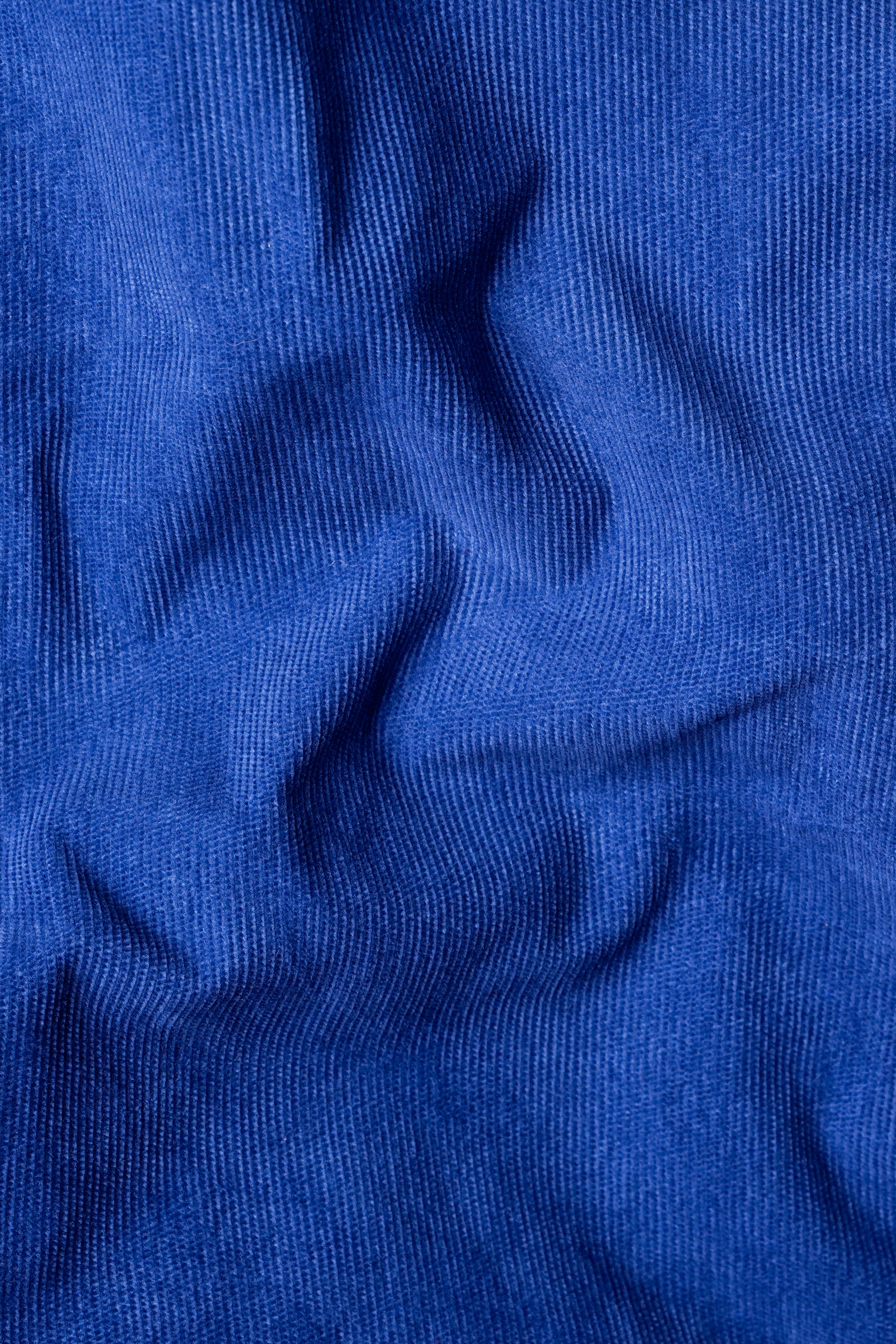 Cobalt Blue Double Breasted Corduroy Premium Cotton Blazer With Jade Black Jeans