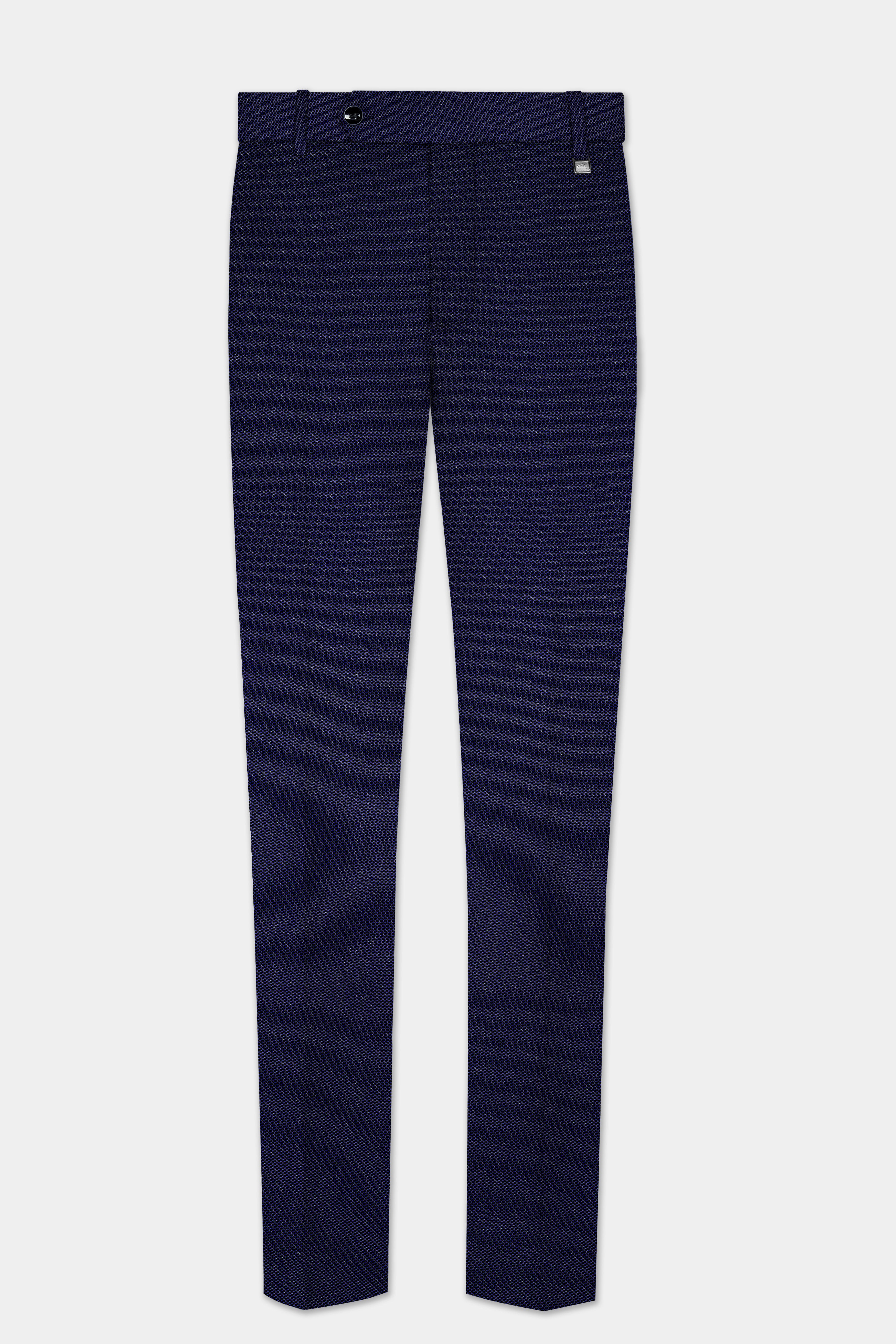 Deep Cove Blue Wool Rich Cross Placket Bandhgala Suit