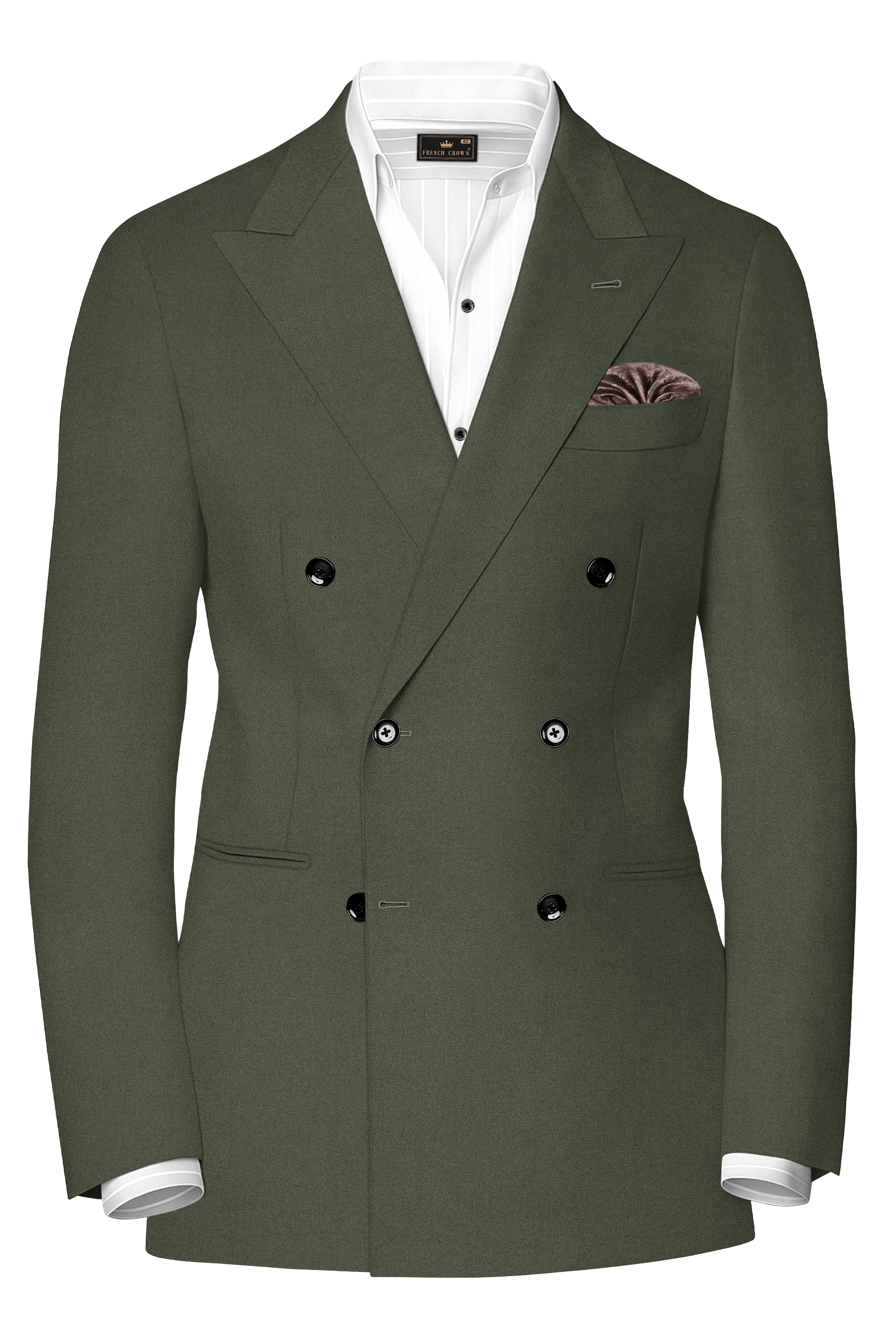 Artichoke Green Wool Rich Double Breasted Suit
