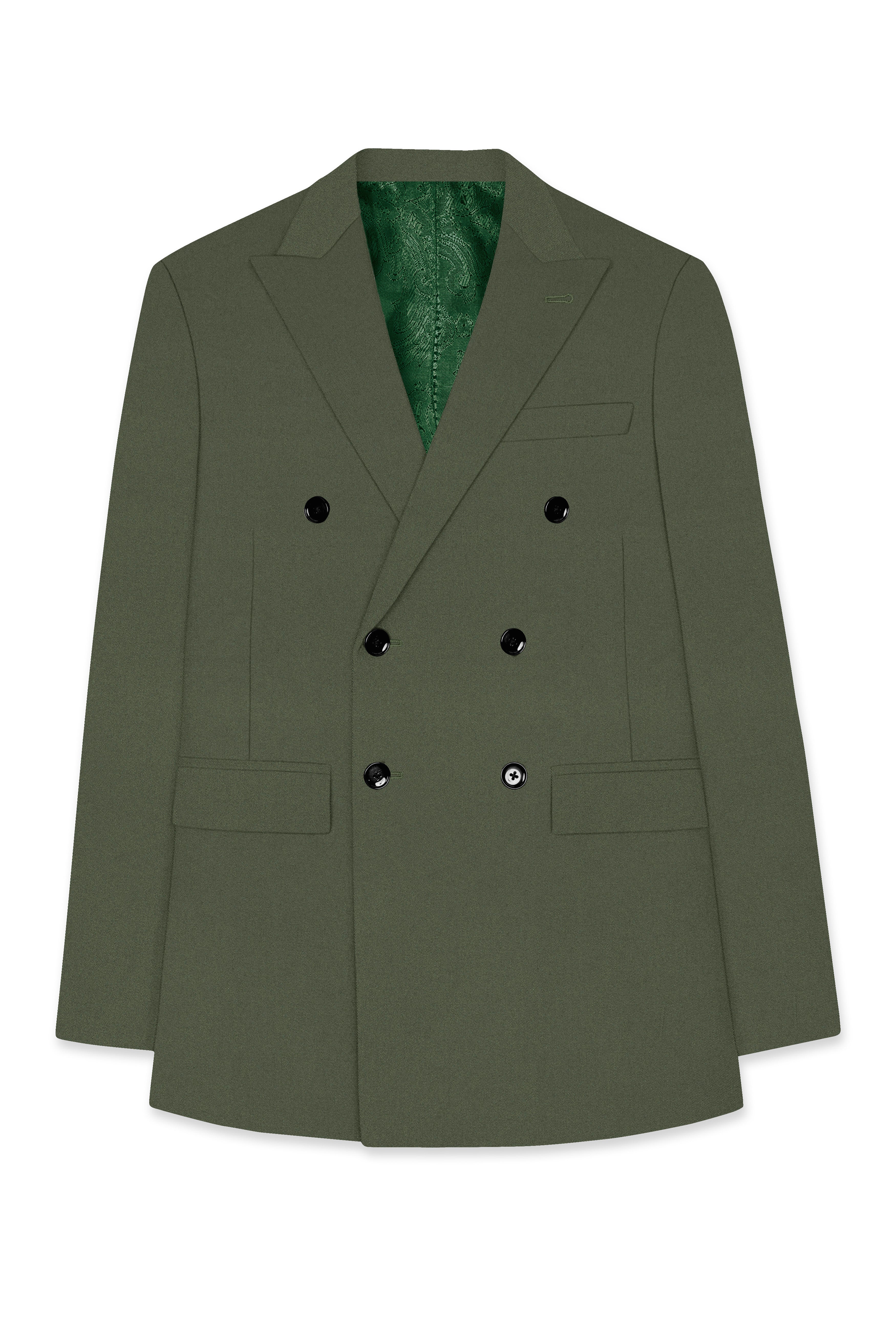 Artichoke Green Wool Rich Double Breasted Suit