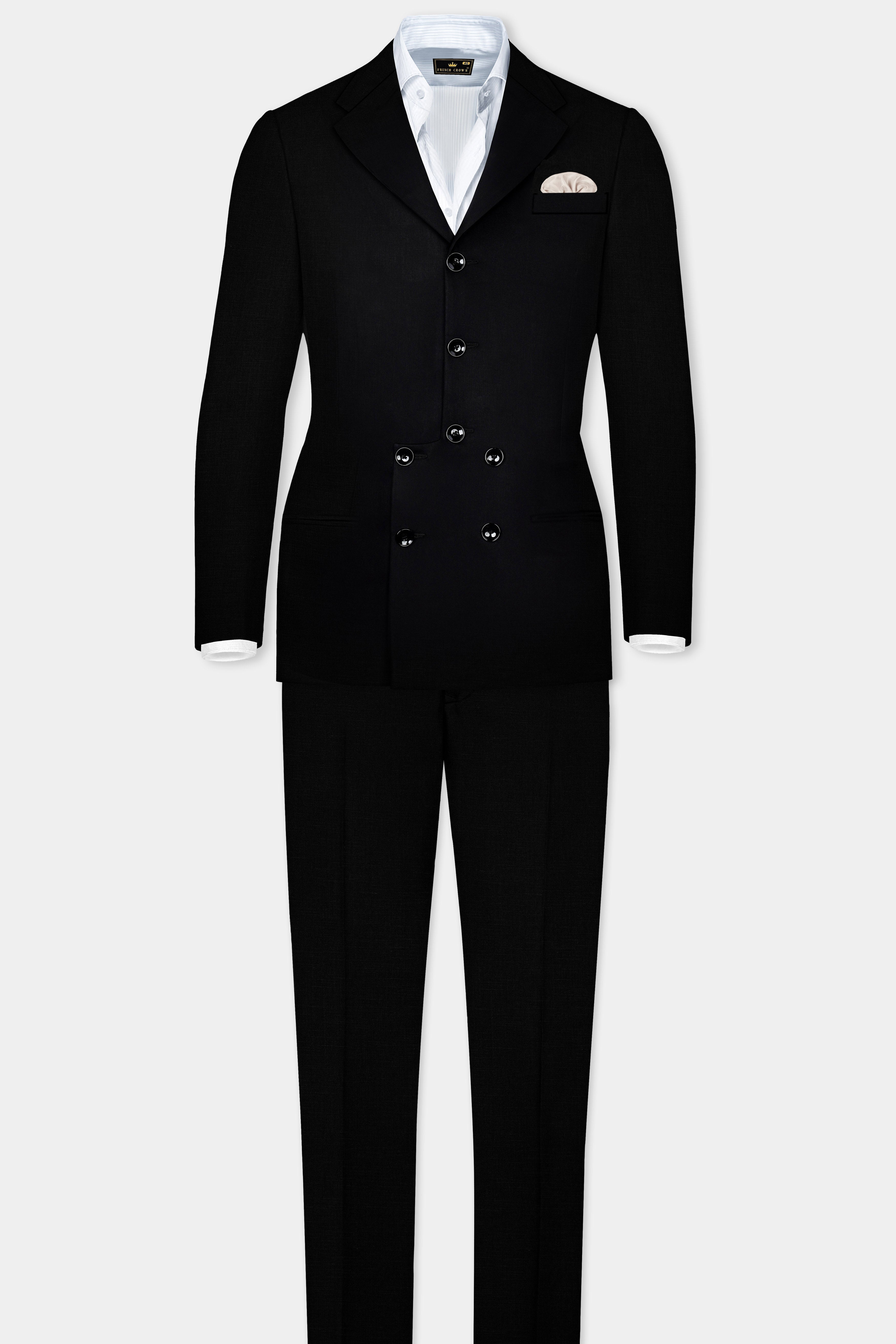 Jade Black Stretchable Wool Rich Designer Suit