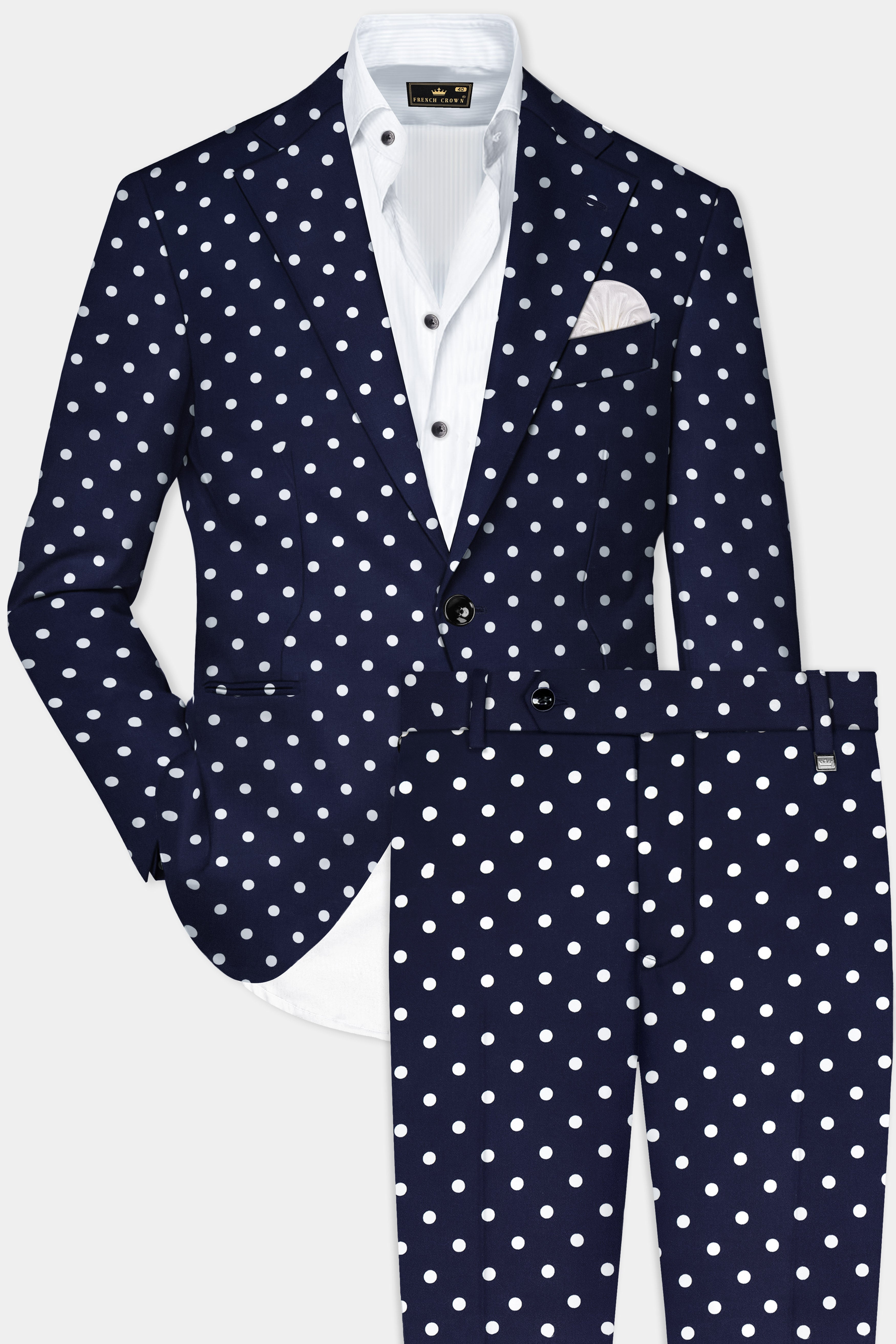 Nile Blue Polka Dotted Premium Cotton Suit