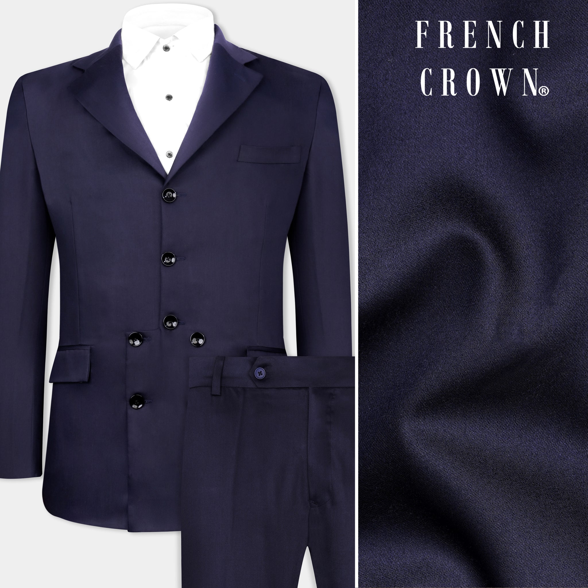 Space Cadet Blue Plain-Solid Premium Wool-Blend Single Breasted Suits ...