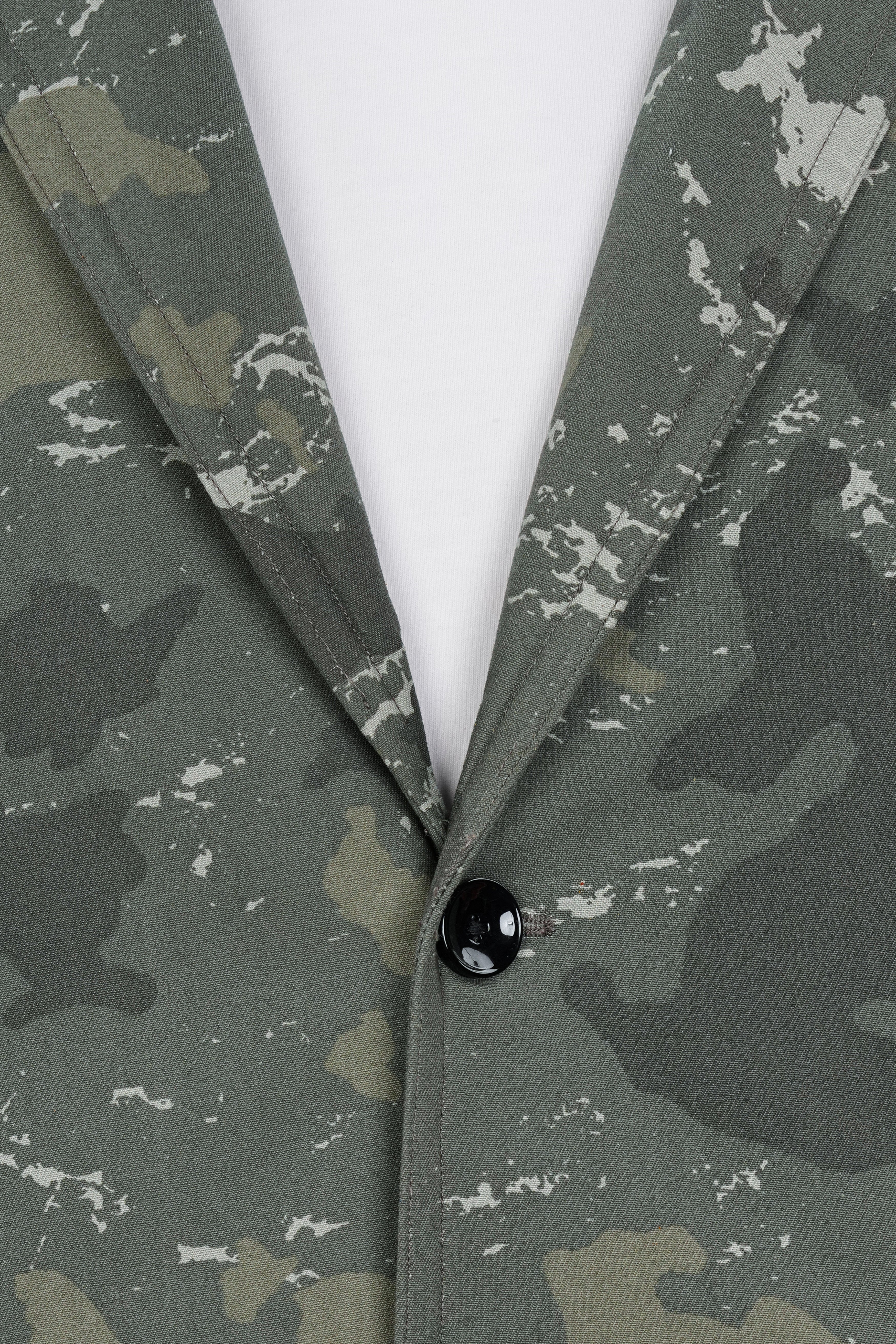 Flint Green with Fuscous Green Camouflage Premium Cotton Blazer With Jade Black Jeans