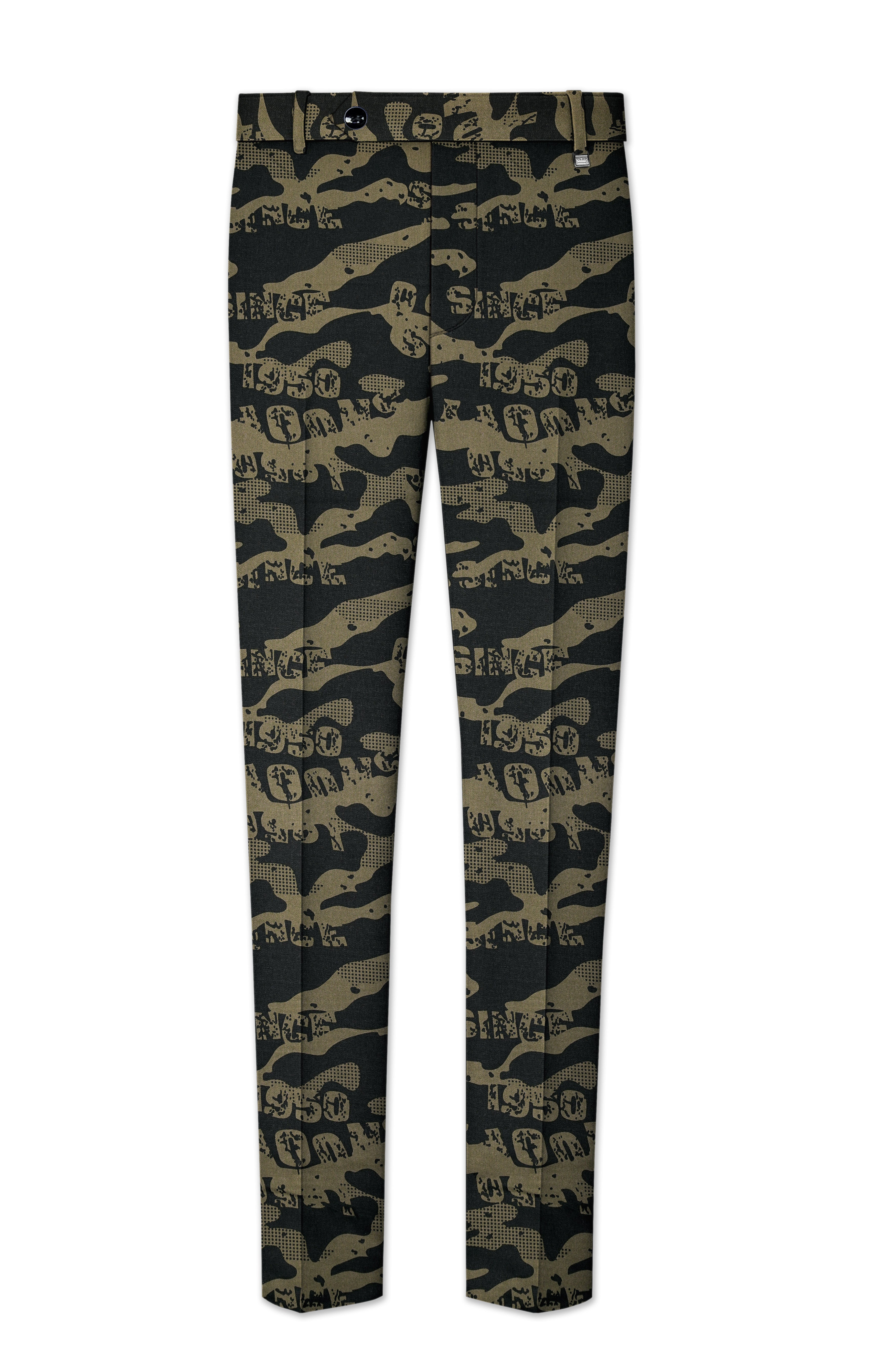 Jade Black and Woodland Green Printed Premium Cotton Single-Breasted Suit