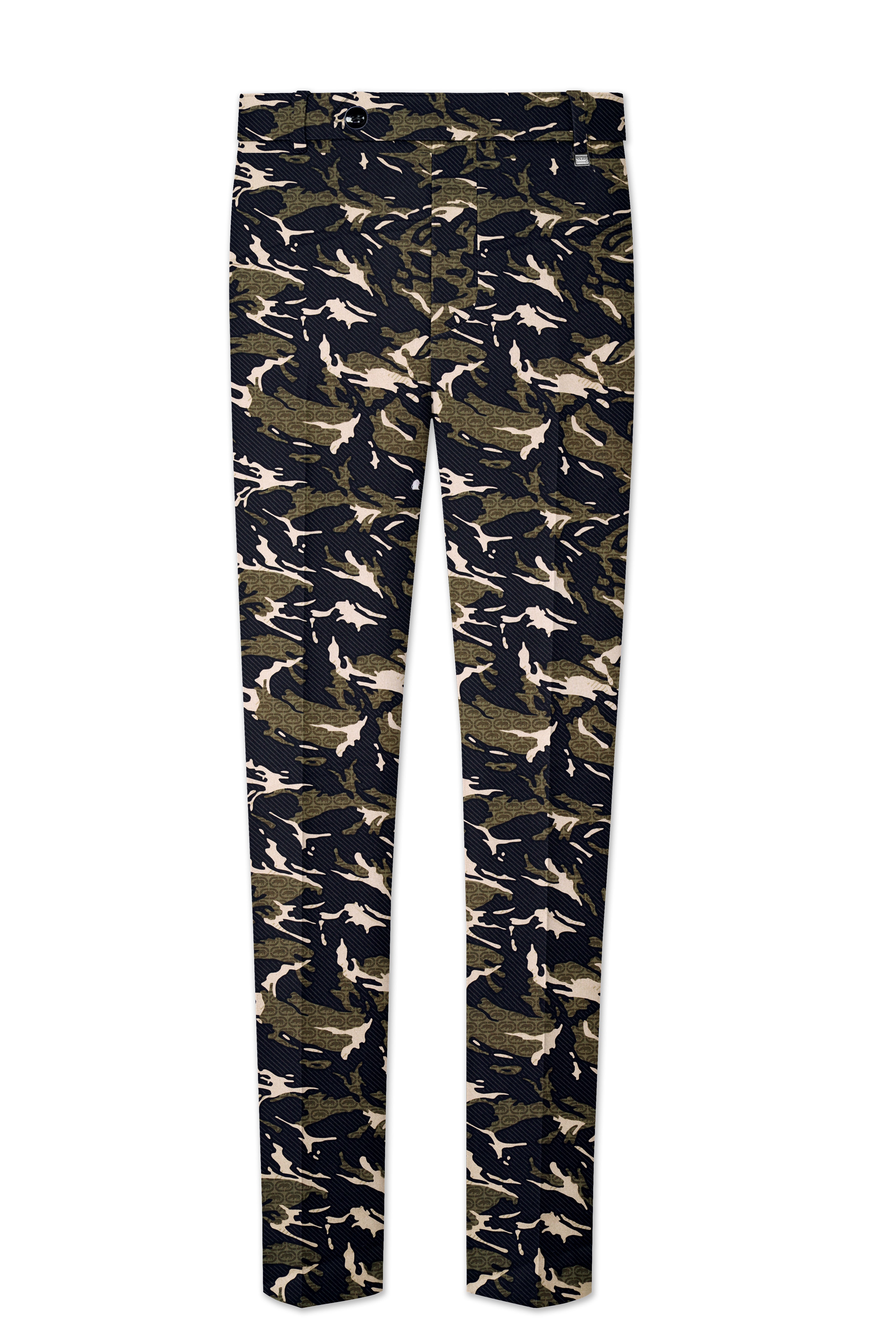 Mirage Black and Sage Green Printed Premium Cotton Single-Breasted Suit