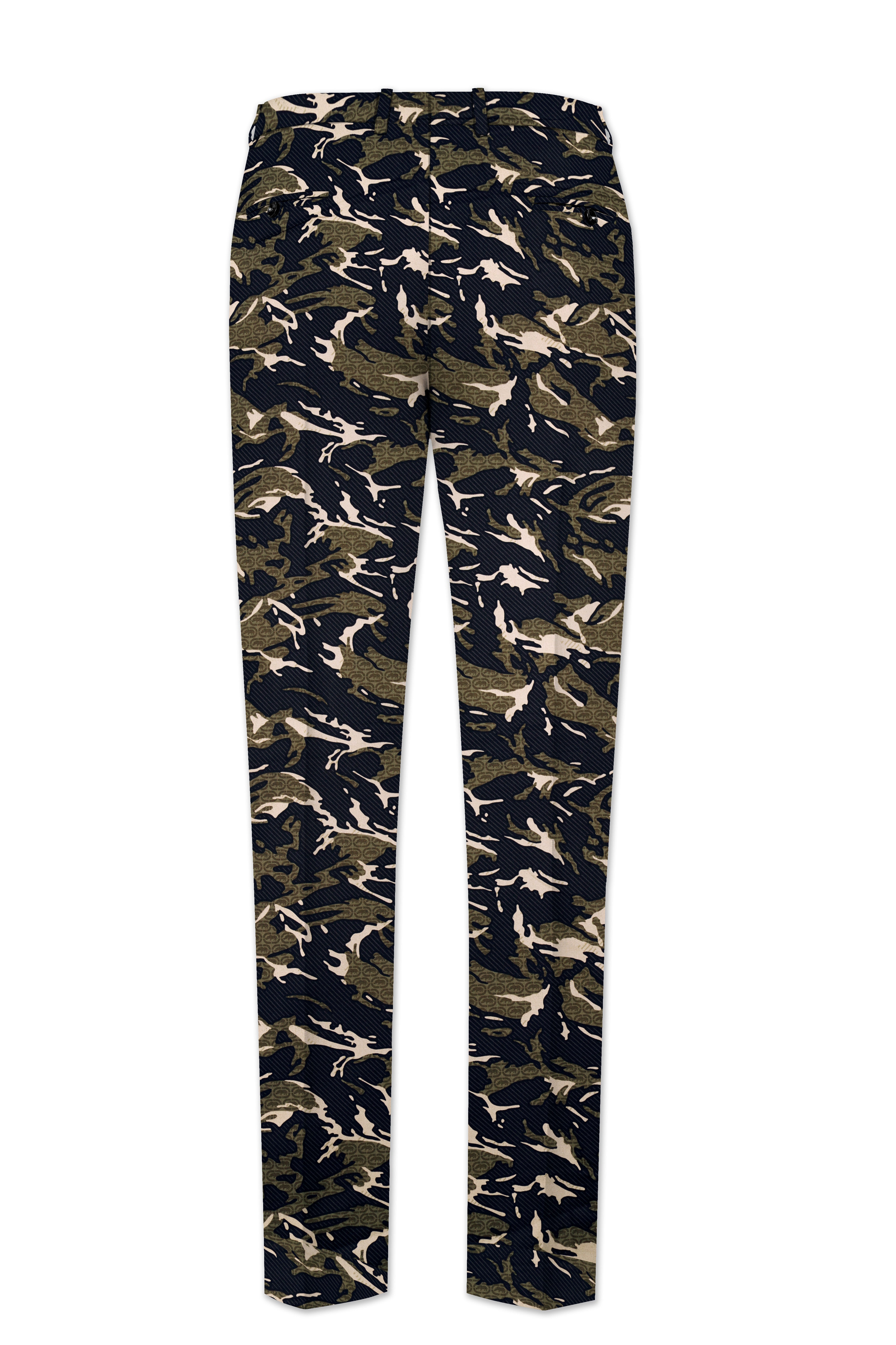 Mirage Black and Sage Green Printed Premium Cotton Single-Breasted Suit