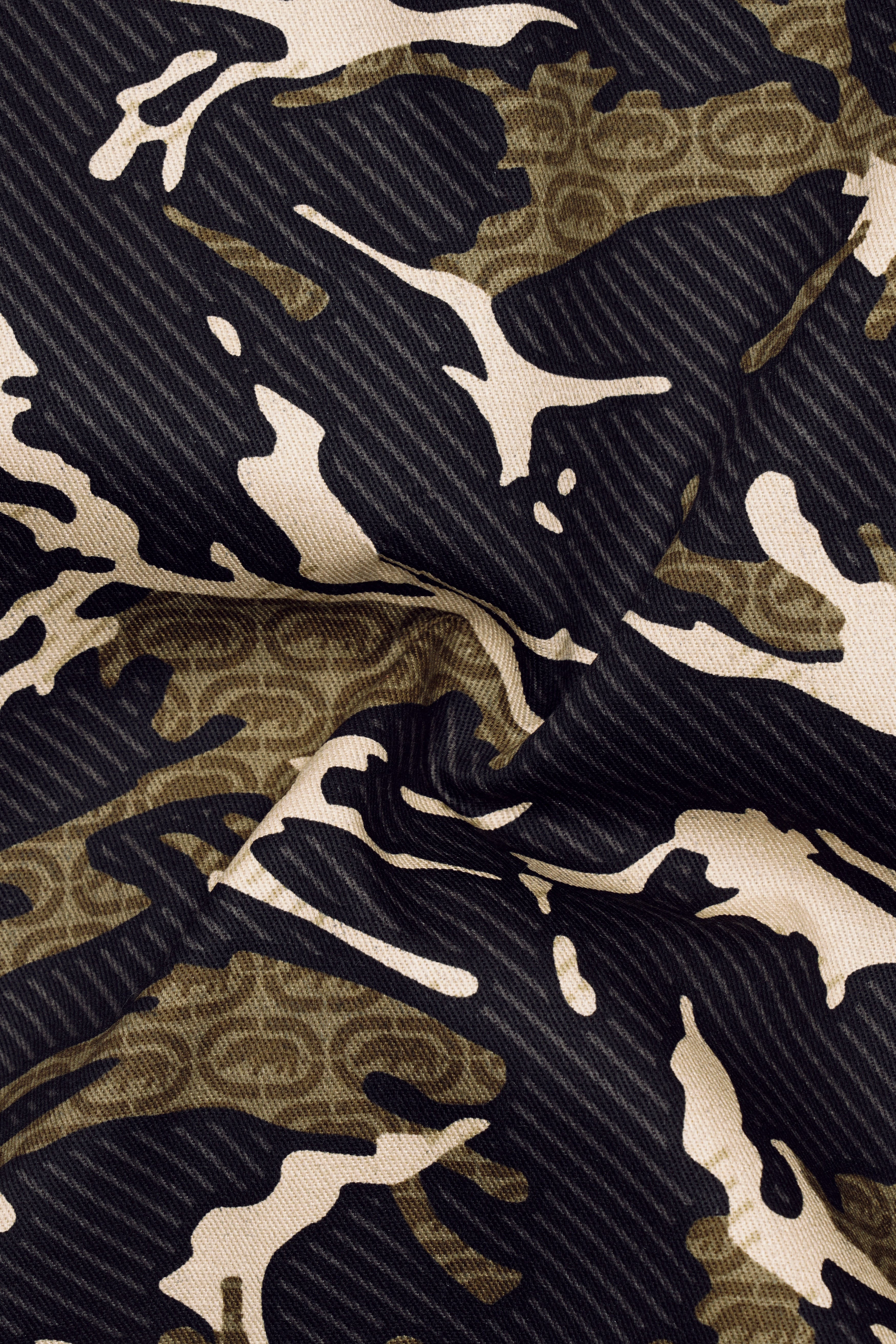 Mirage Black and Sage Green Printed Premium Cotton Single-Breasted Suit