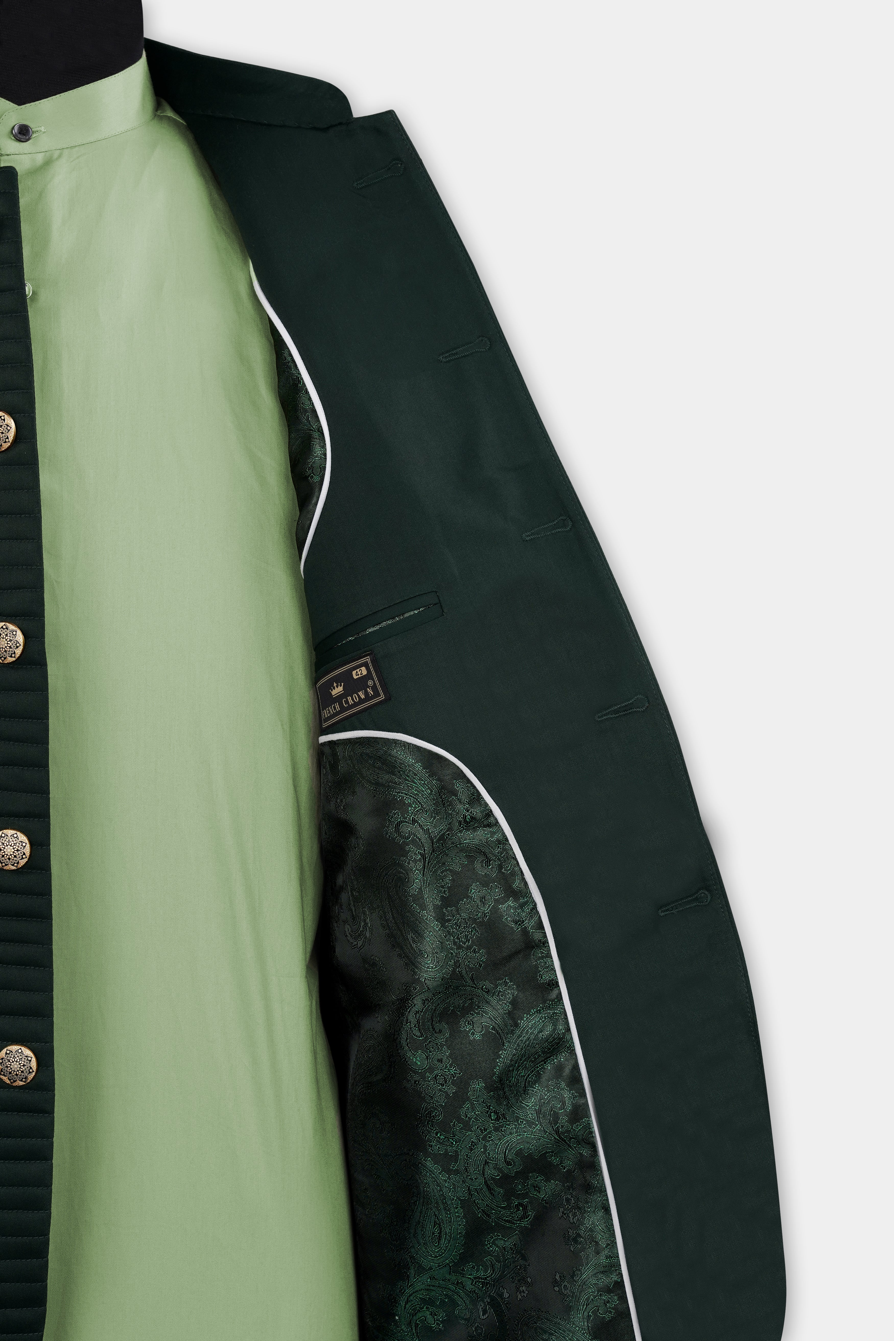 Dark Slate Green with Horizontal Stitched Wool Rich Bandhgala Designer Suit ST3035-BG-D168-36, ST3035-BG-D168-38, ST3035-BG-D168-40, ST3035-BG-D168-42, ST3035-BG-D168-44, ST3035-BG-D168-46, ST3035-BG-D168-48, ST3035-BG-D168-50, ST3035-BG-D168-52, ST3035-BG-D168-54, ST3035-BG-D168-56, ST3035-BG-D168-58, ST3035-BG-D168-60