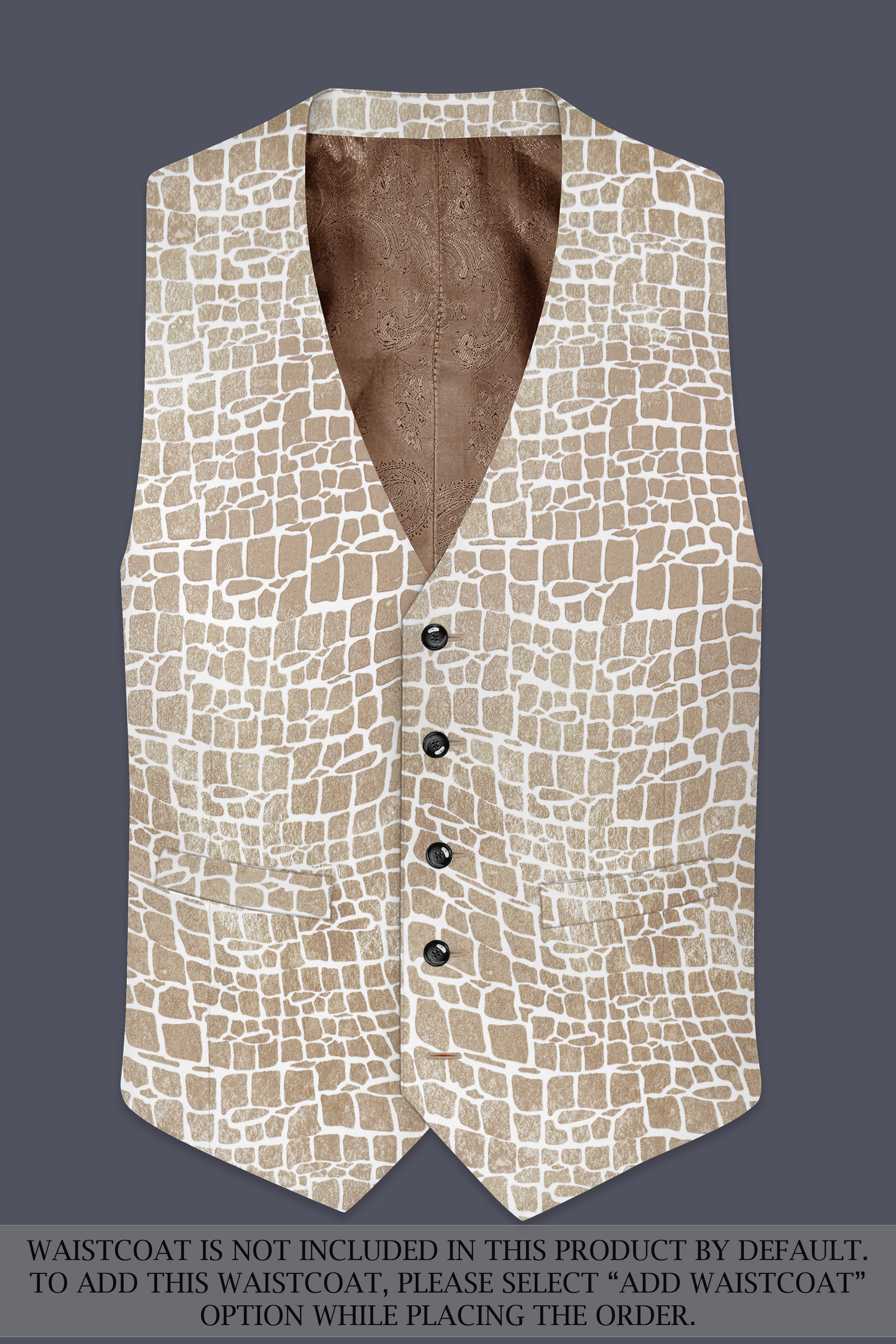Bright White and Cocoa Brown Printed Premium Cotton Suit