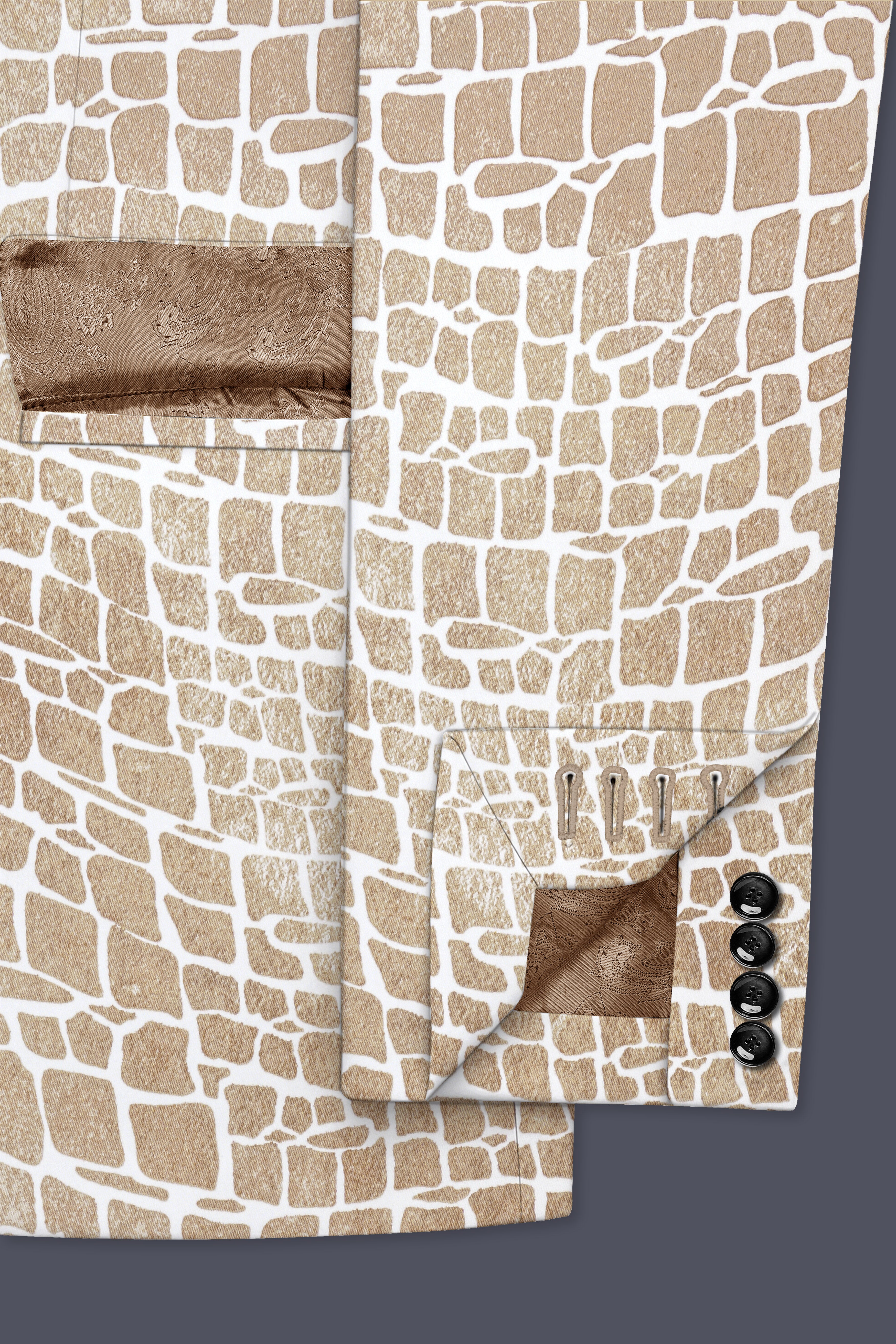 Bright White and Cocoa Brown Printed Premium Cotton Suit