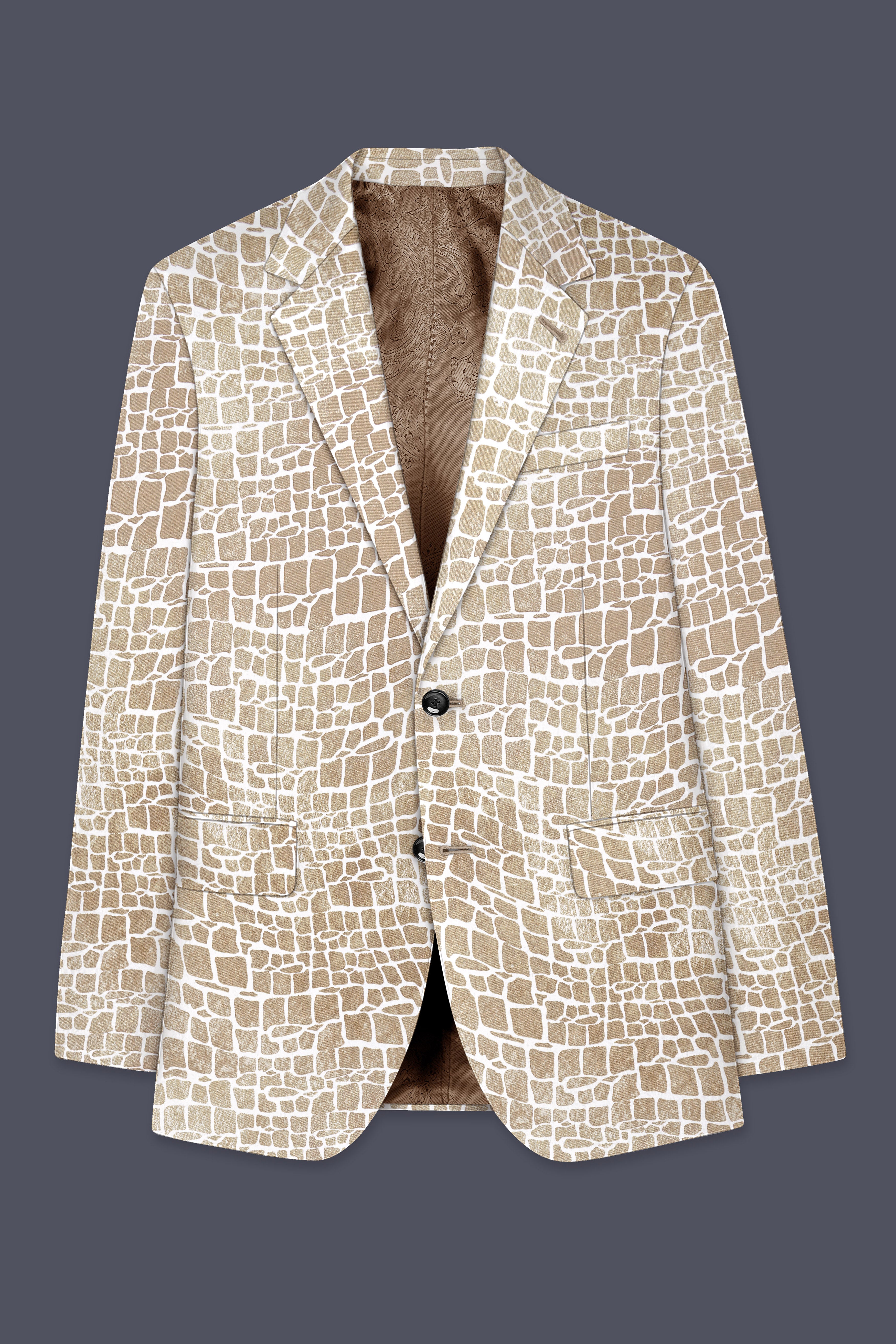 Bright White and Cocoa Brown Printed Premium Cotton Suit