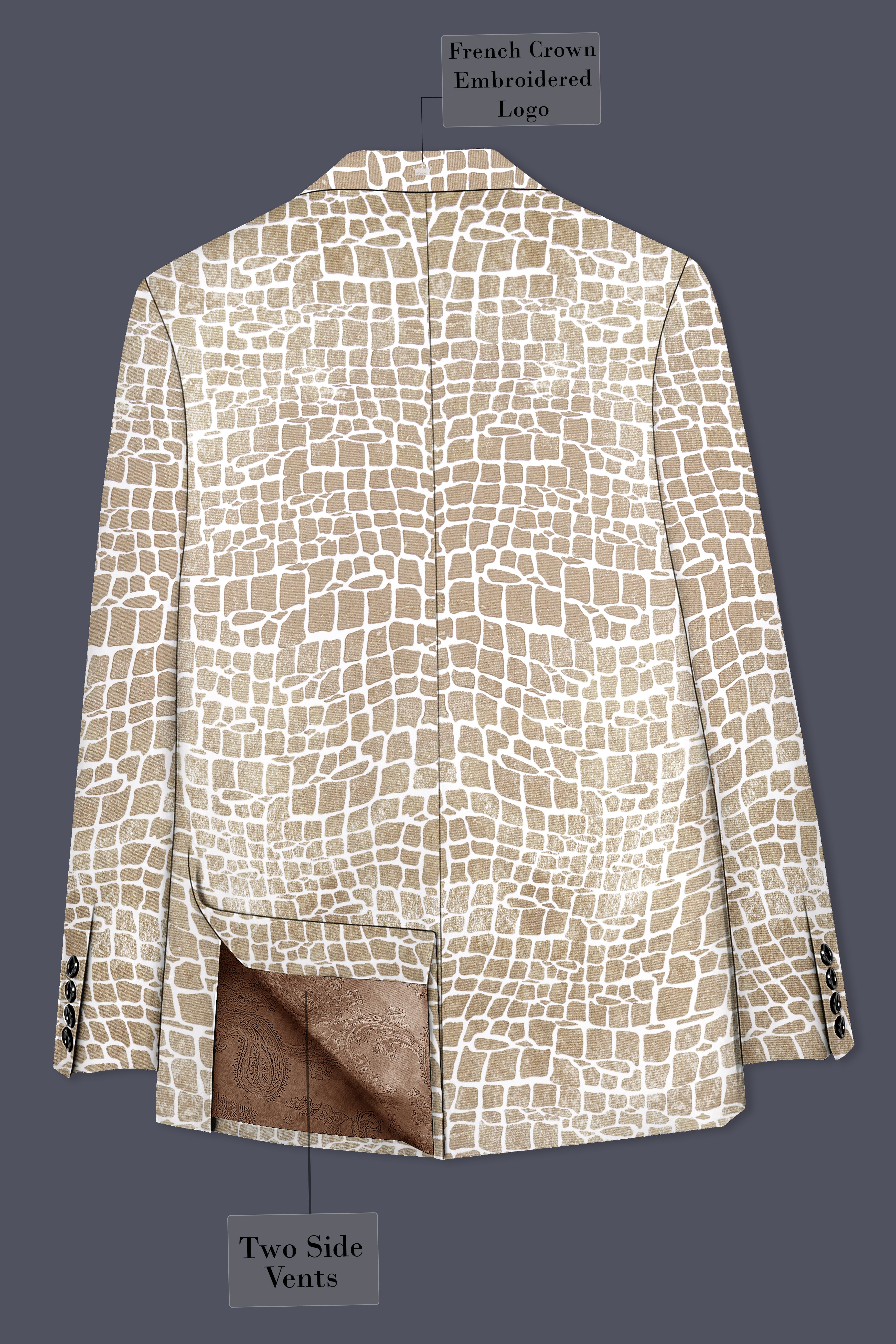 Bright White and Cocoa Brown Printed Premium Cotton Suit