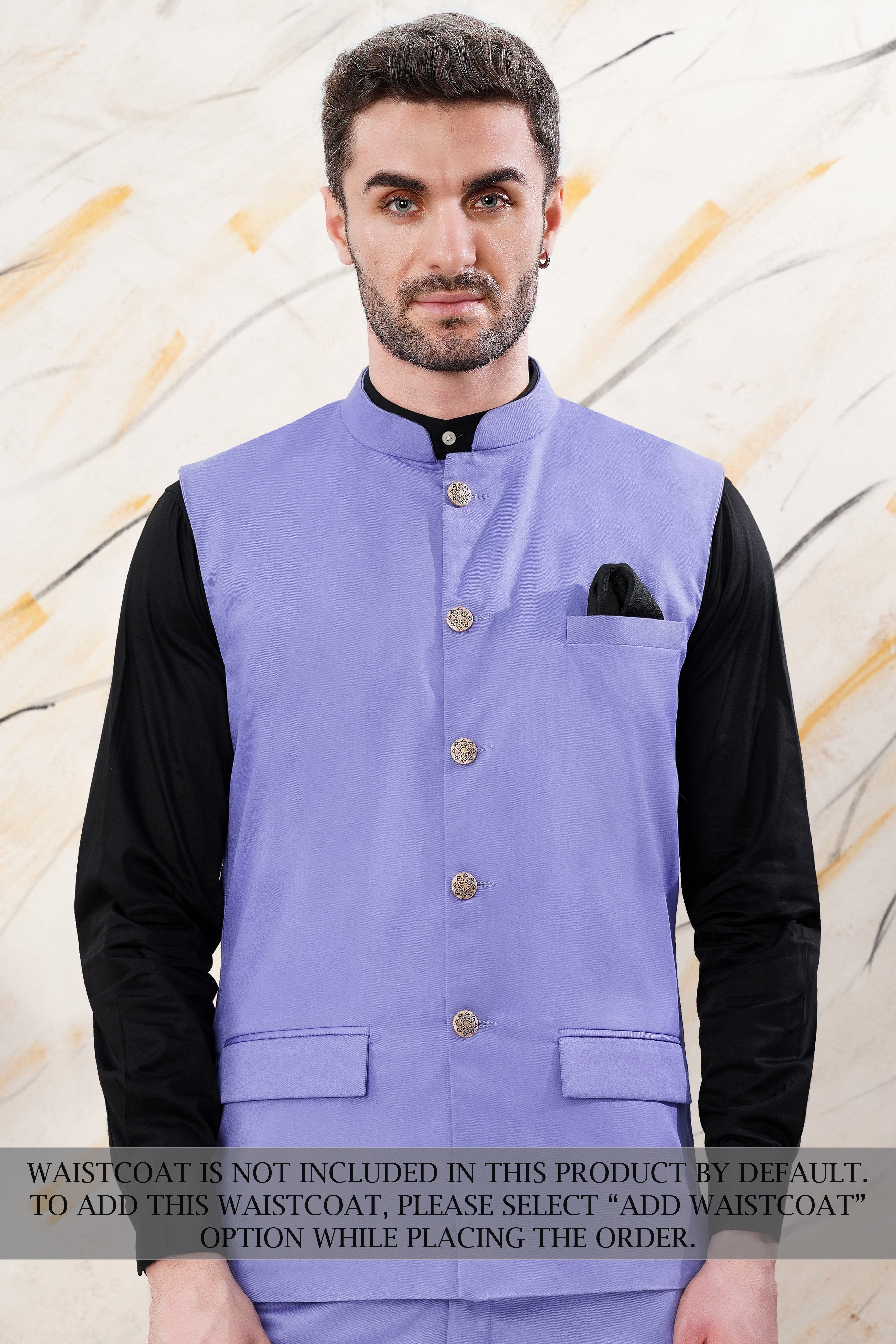 Chetwode Purple Cross Placket Premium Cotton Bandhgala Suit