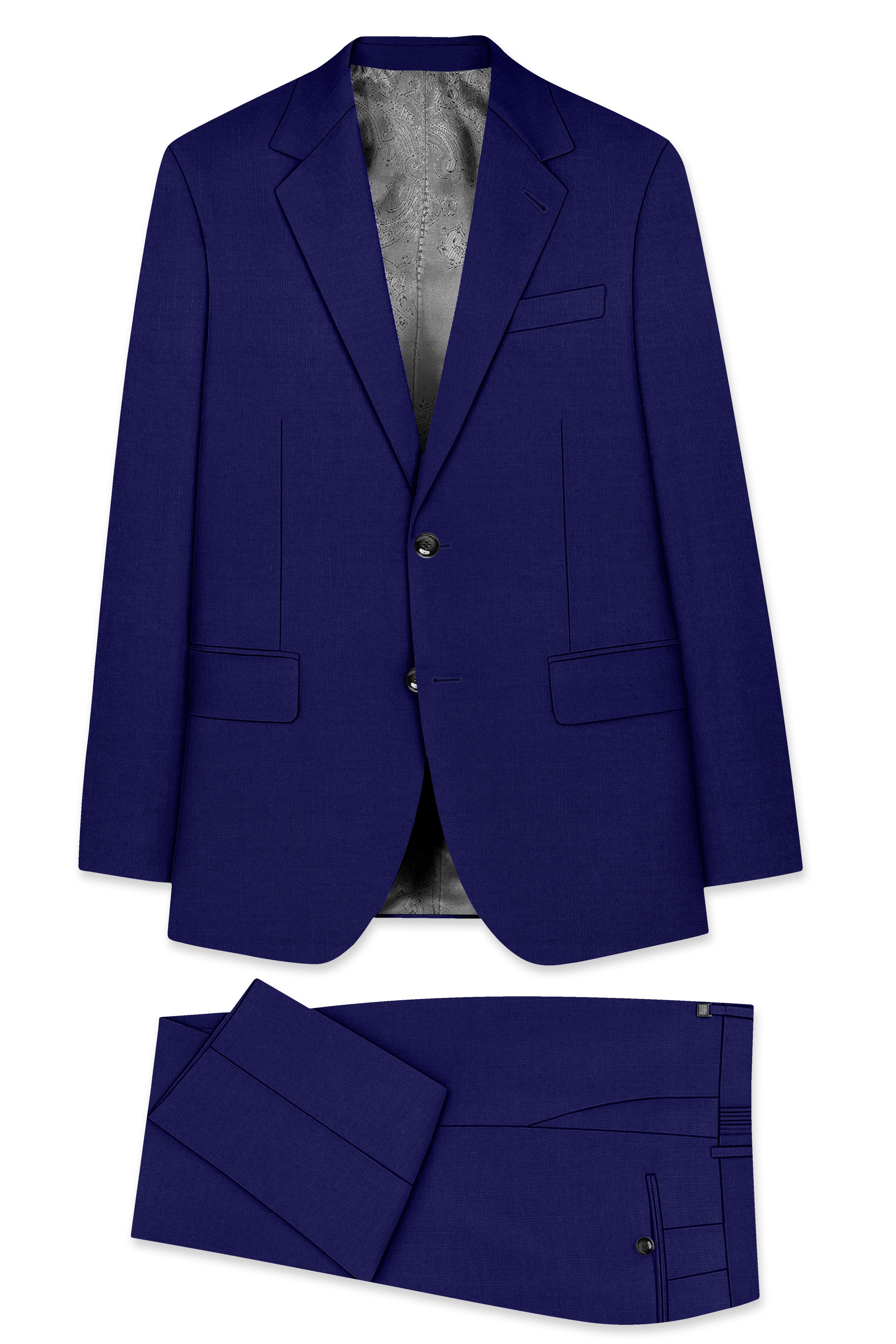 Admiral Blue Wool Rich Single Breasted Suit