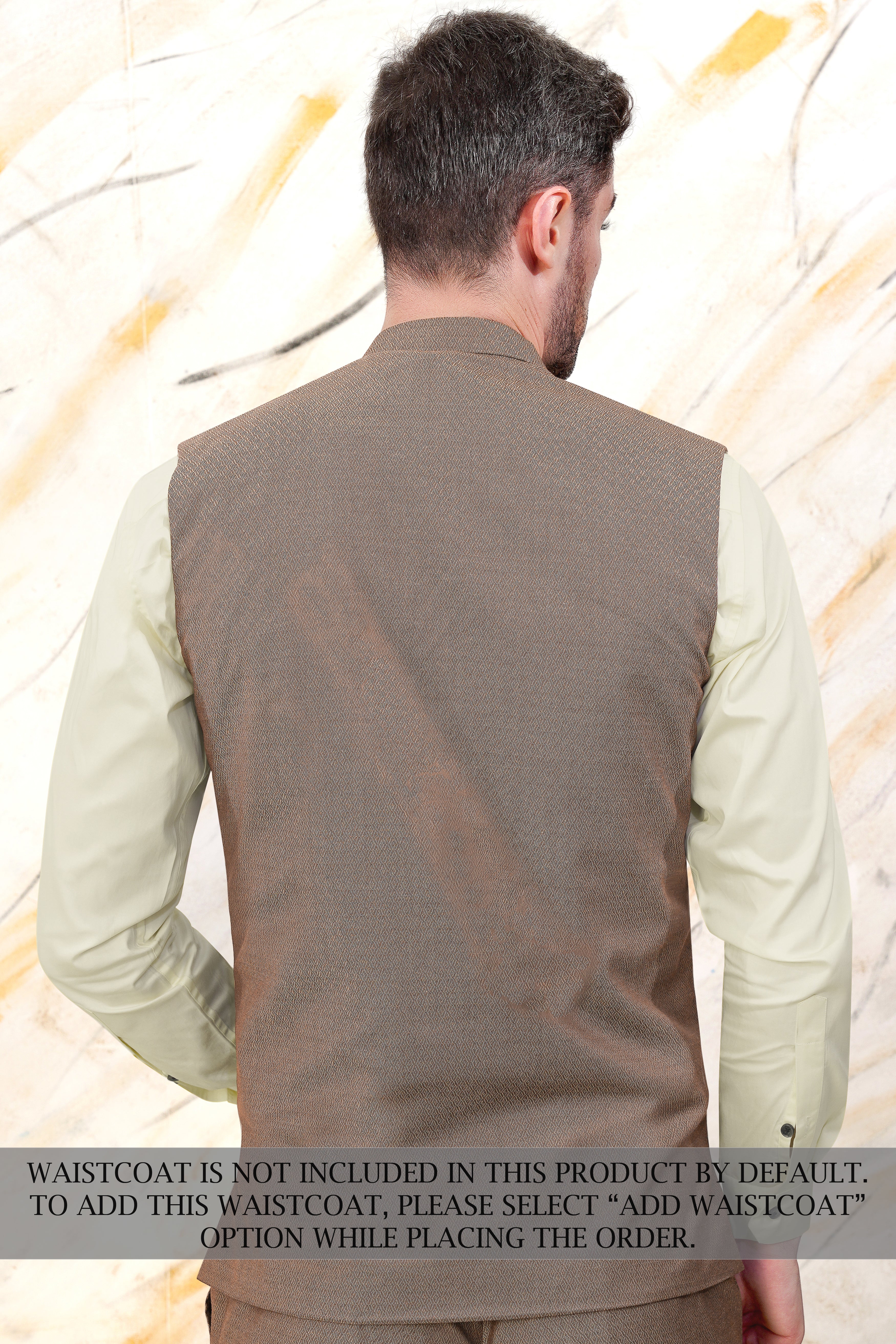 Hemp Brown Cross Placket Wool Rich Bandhgala Suit