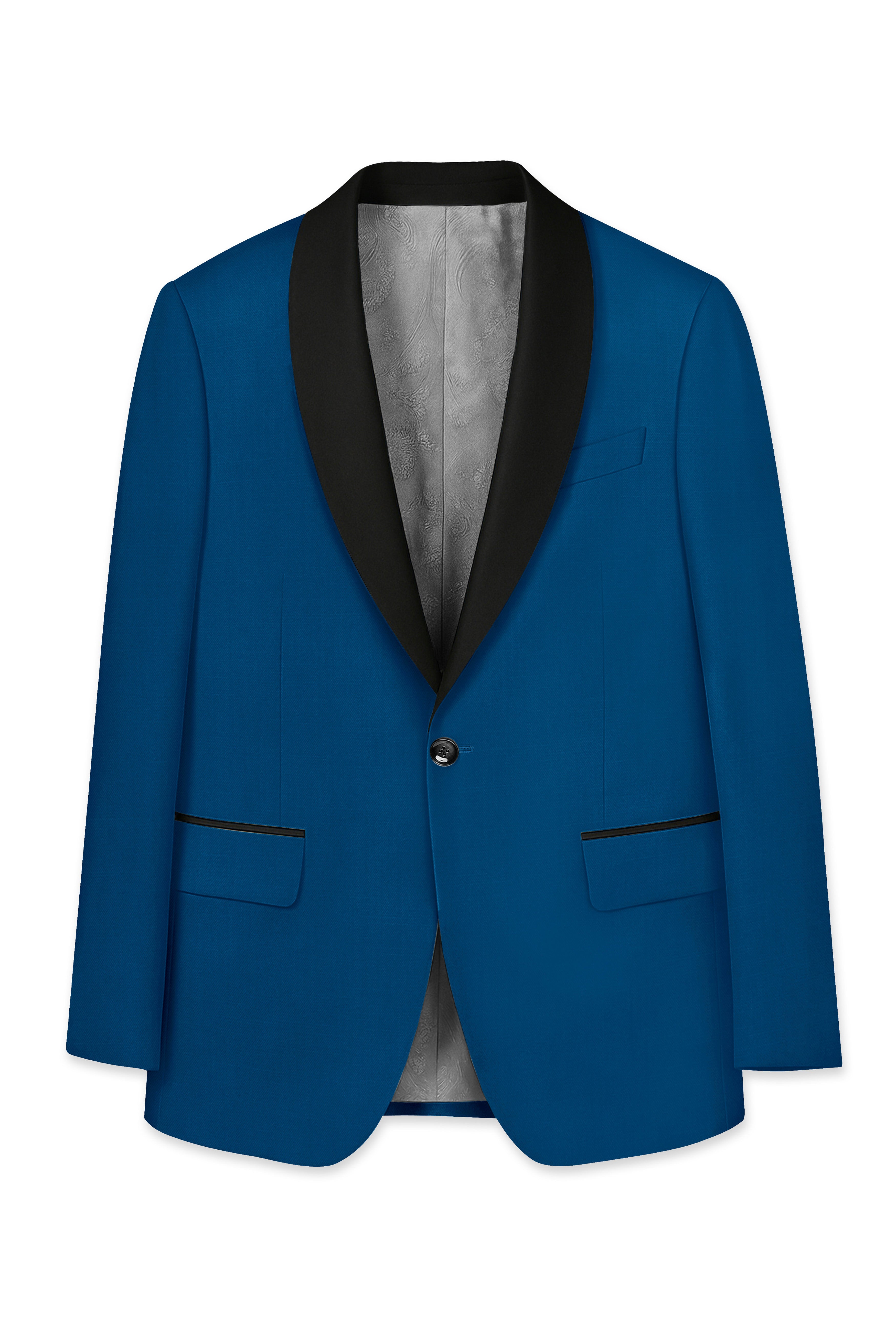 A Elegantes SAPEur / ボトム/XL/コットン/BLU/無地// Calypso Blue Textured Premium Wool Blend Tuxedo-Suit for Men.