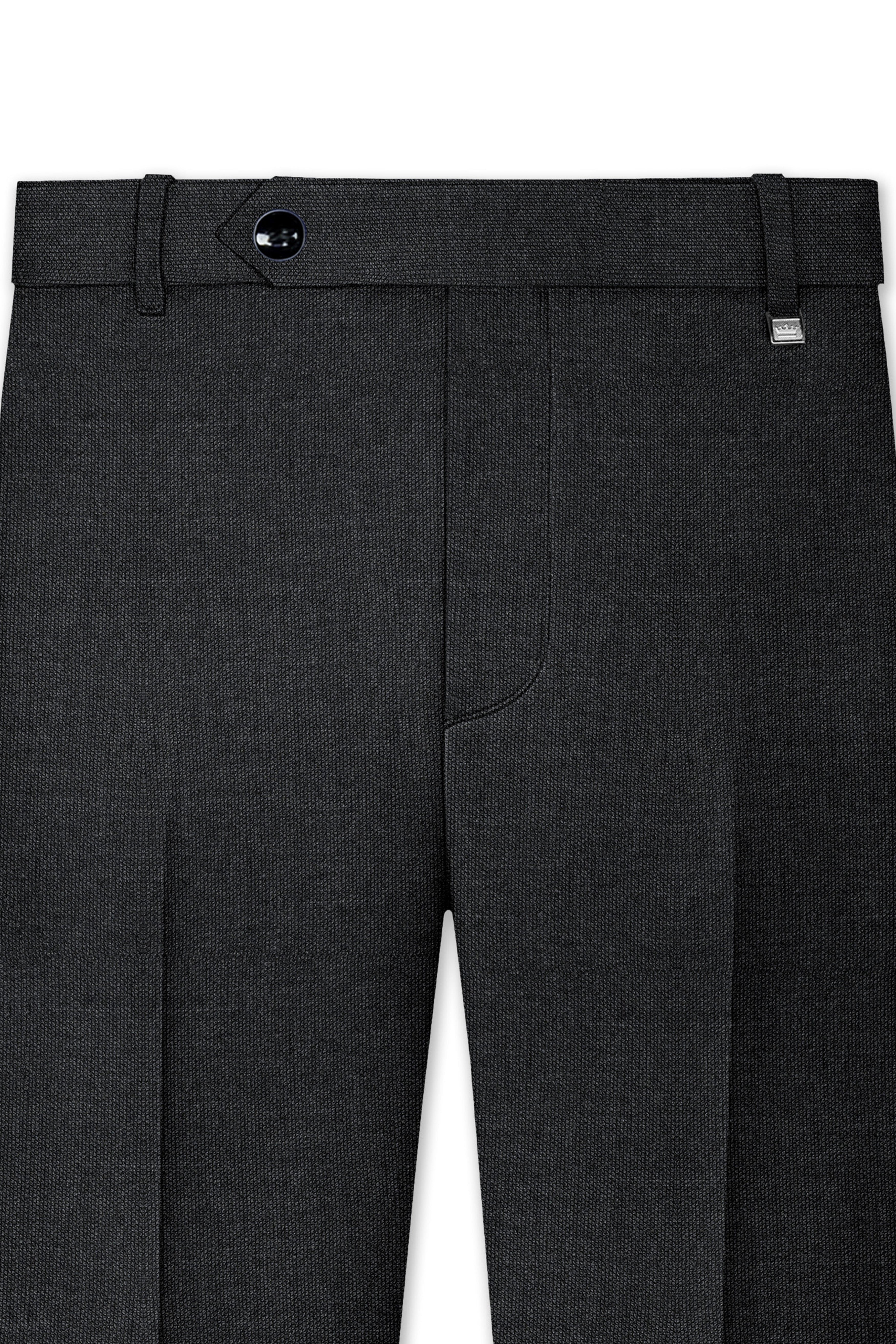 Gunmetal Grey Cross Placket Wool Rich Bandhgala Suit