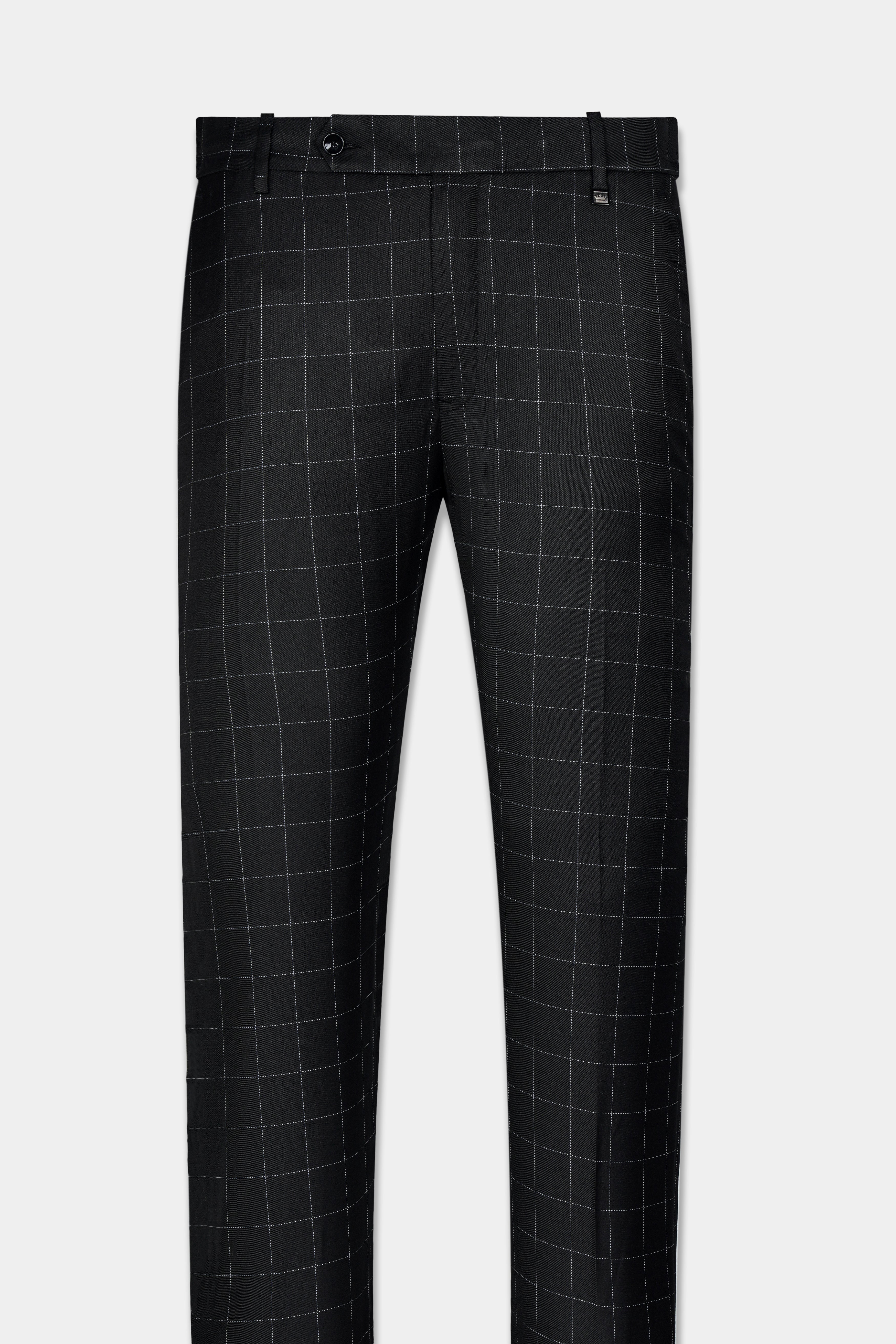 Jade Black Windowpane Wool Rich Bandhgala Designer Suit ST3070-CBG-36, ST3070-CBG-38, ST3070-CBG-40, ST3070-CBG-42, ST3070-CBG-44, ST3070-CBG-46, ST3070-CBG-48, ST3070-CBG-50, ST3070-CBG-52, ST3070-CBG-54, ST3070-CBG-56, ST3070-CBG-58, ST3070-CBG-60