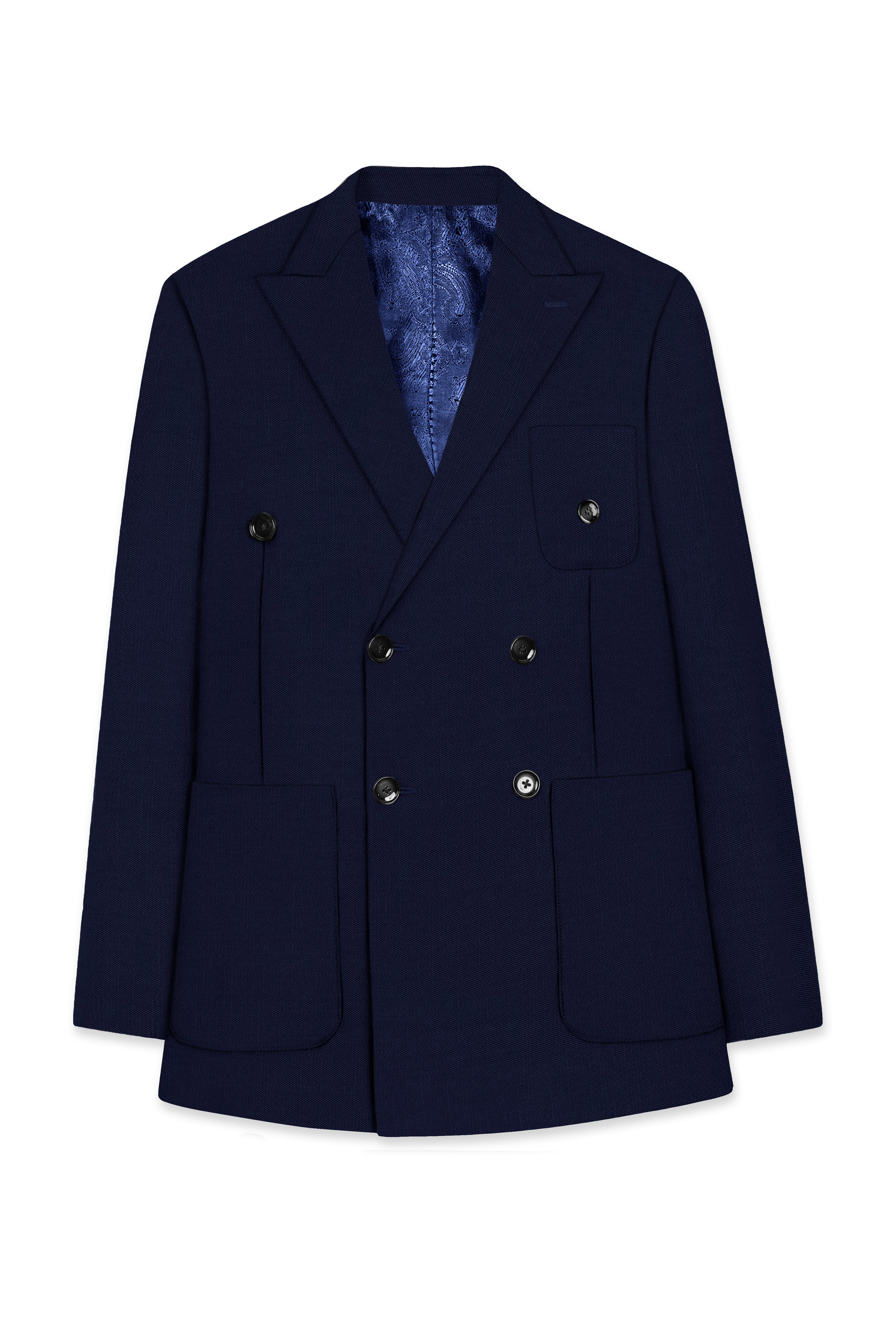 Cloud Burst Blue Wool Rich Double Breasted Sports Suit