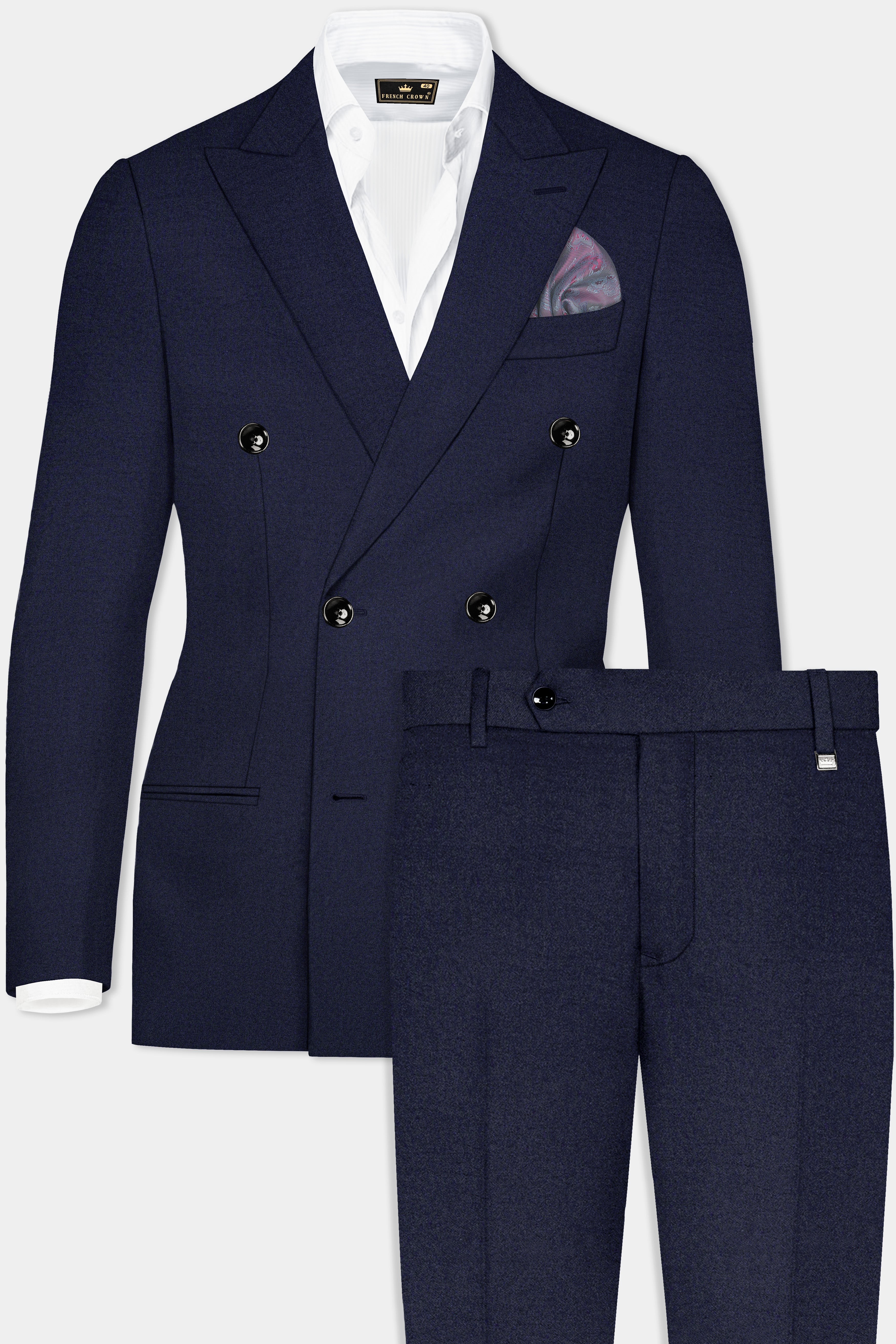 Cloud Burst Blue Wool Rich Double Breasted Stretchable Traveler  Suit