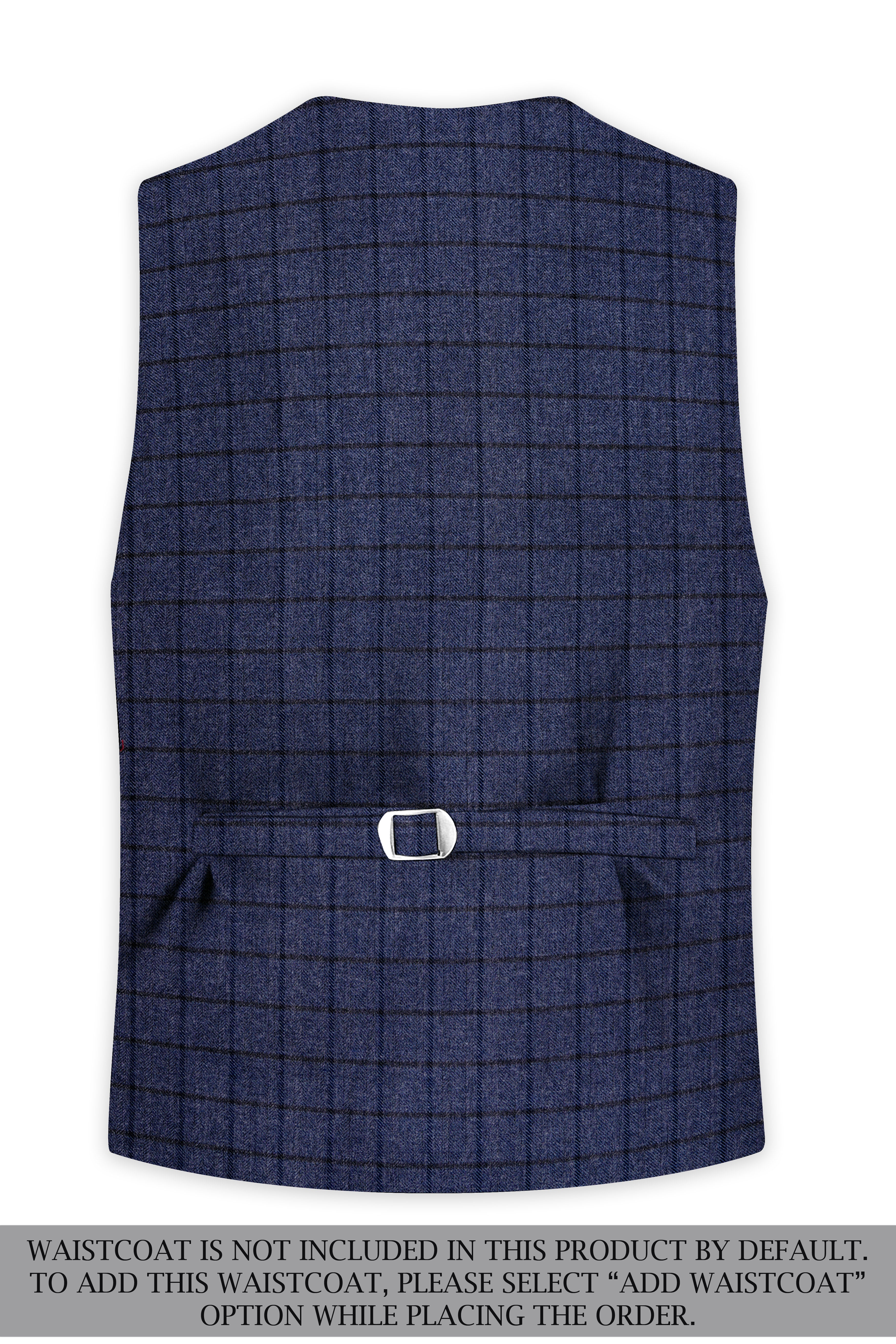 Ebony Clay Blue Checks-Plaid Premium wool blend Double Breasted