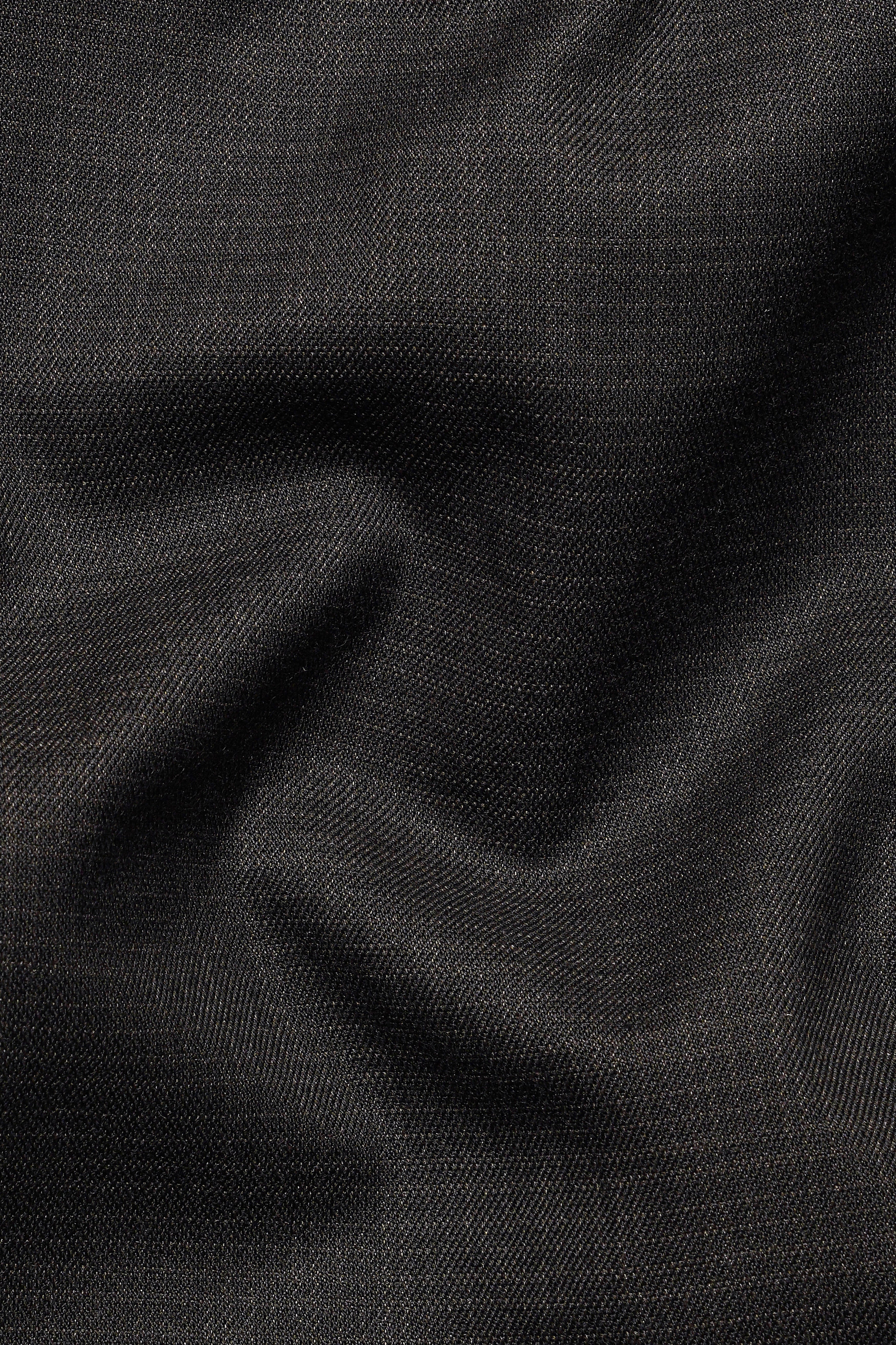 Zeus Black Subtle Checkered Wool Rich Cross Buttoned Bandhgala Suit