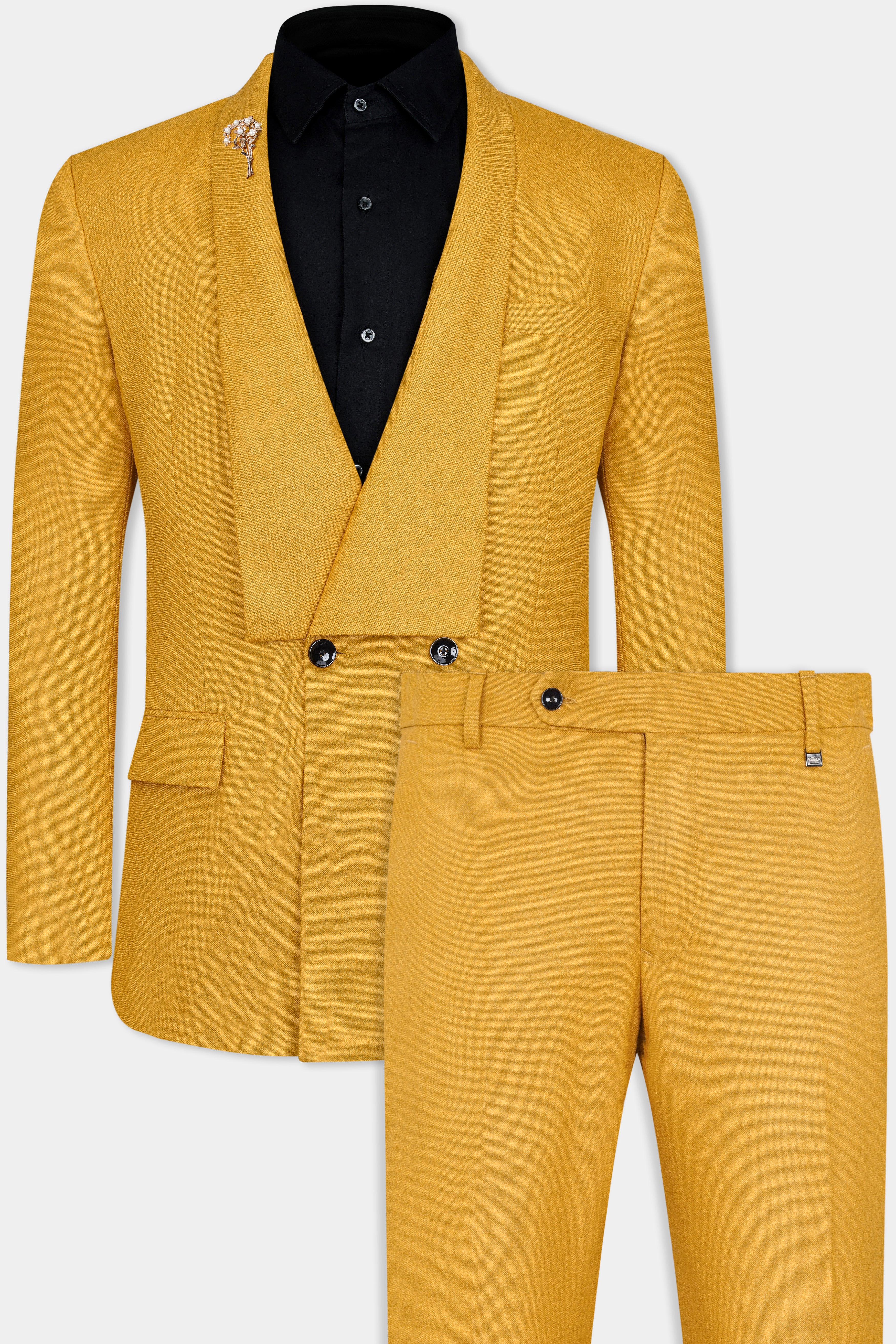 Amber Yellow Wool Rich Designer Suit