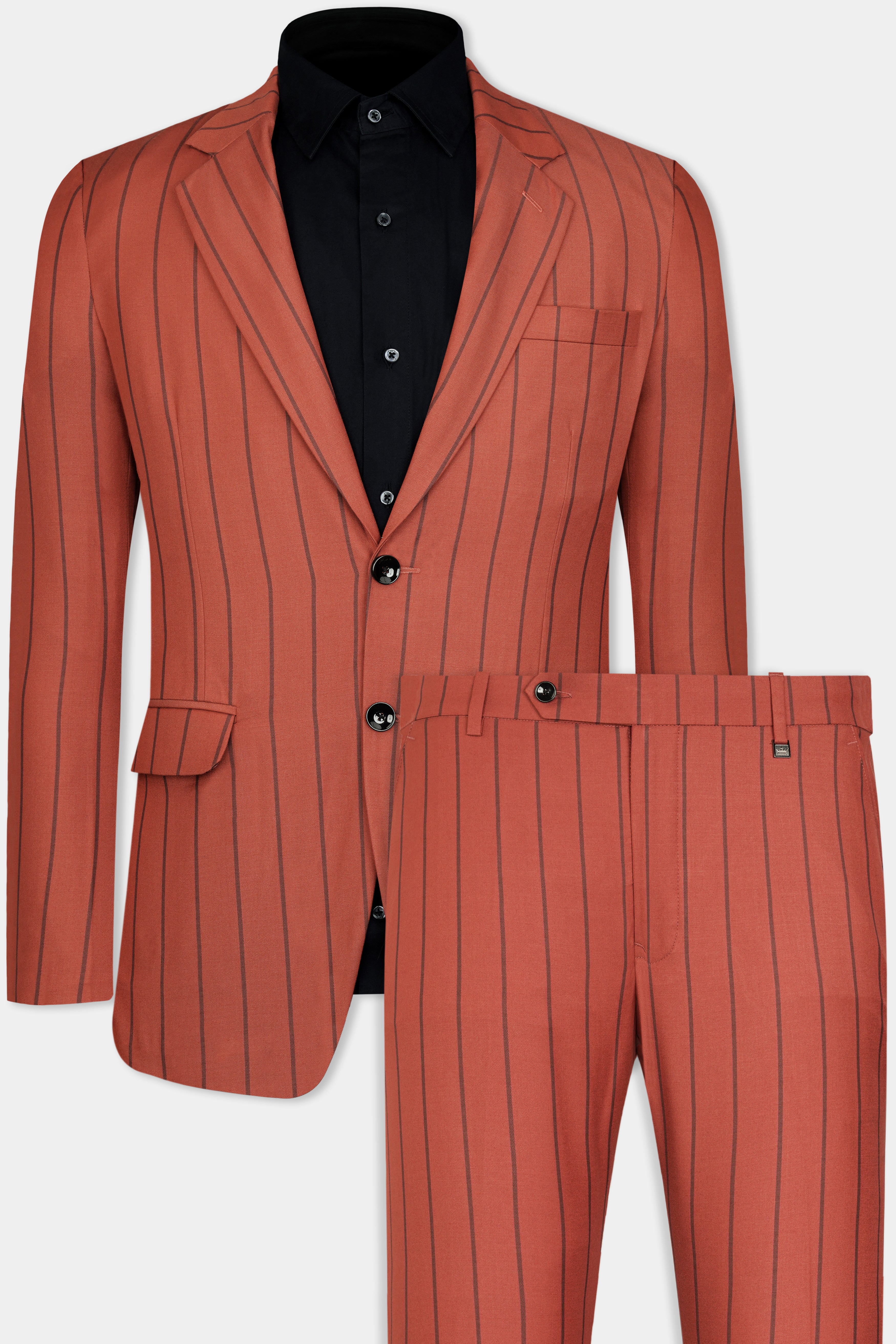 Mojo Red Striped Wool Rich Suit
