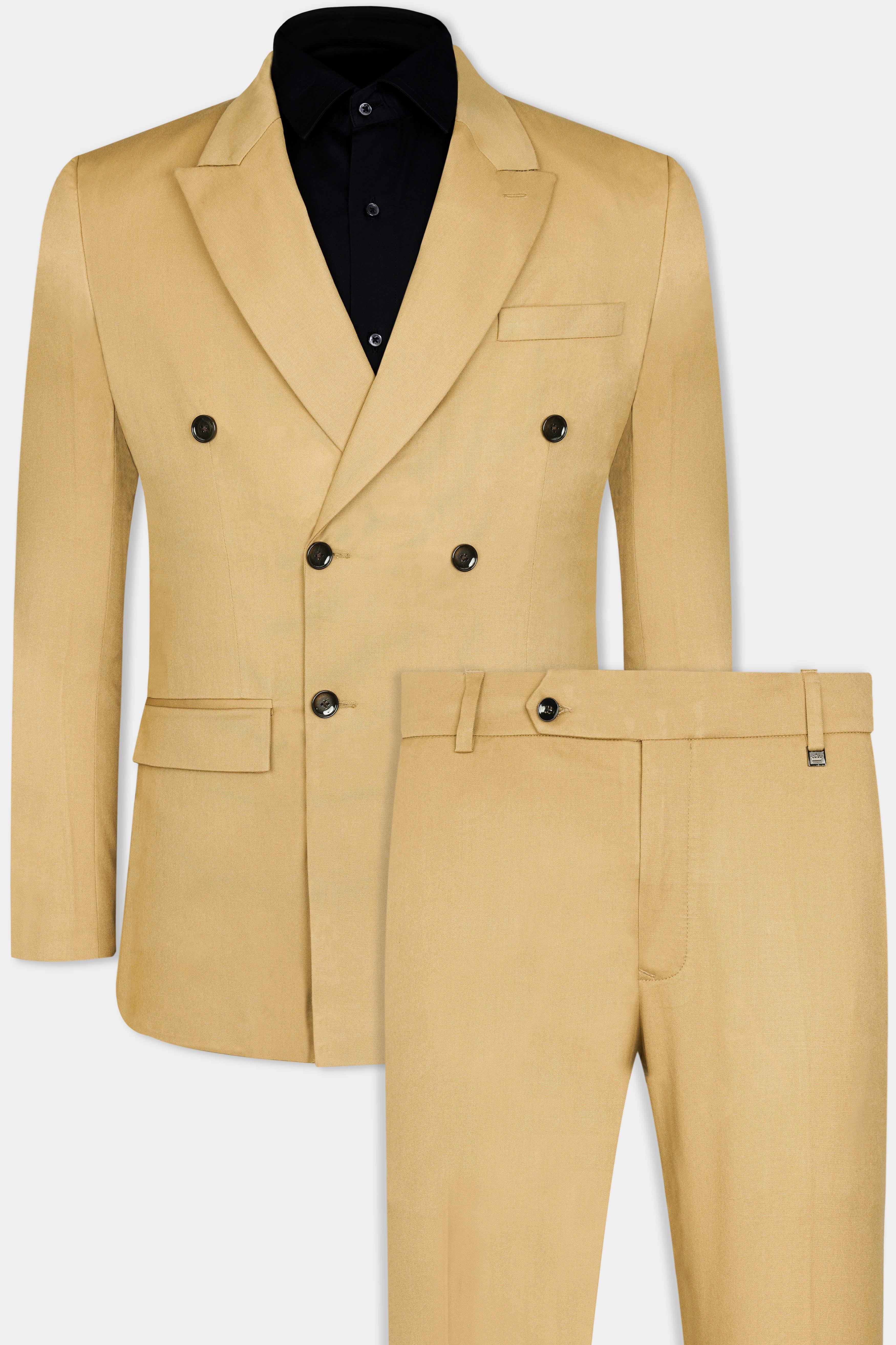 Twine Beige Wool Rich Double Breasted Suit