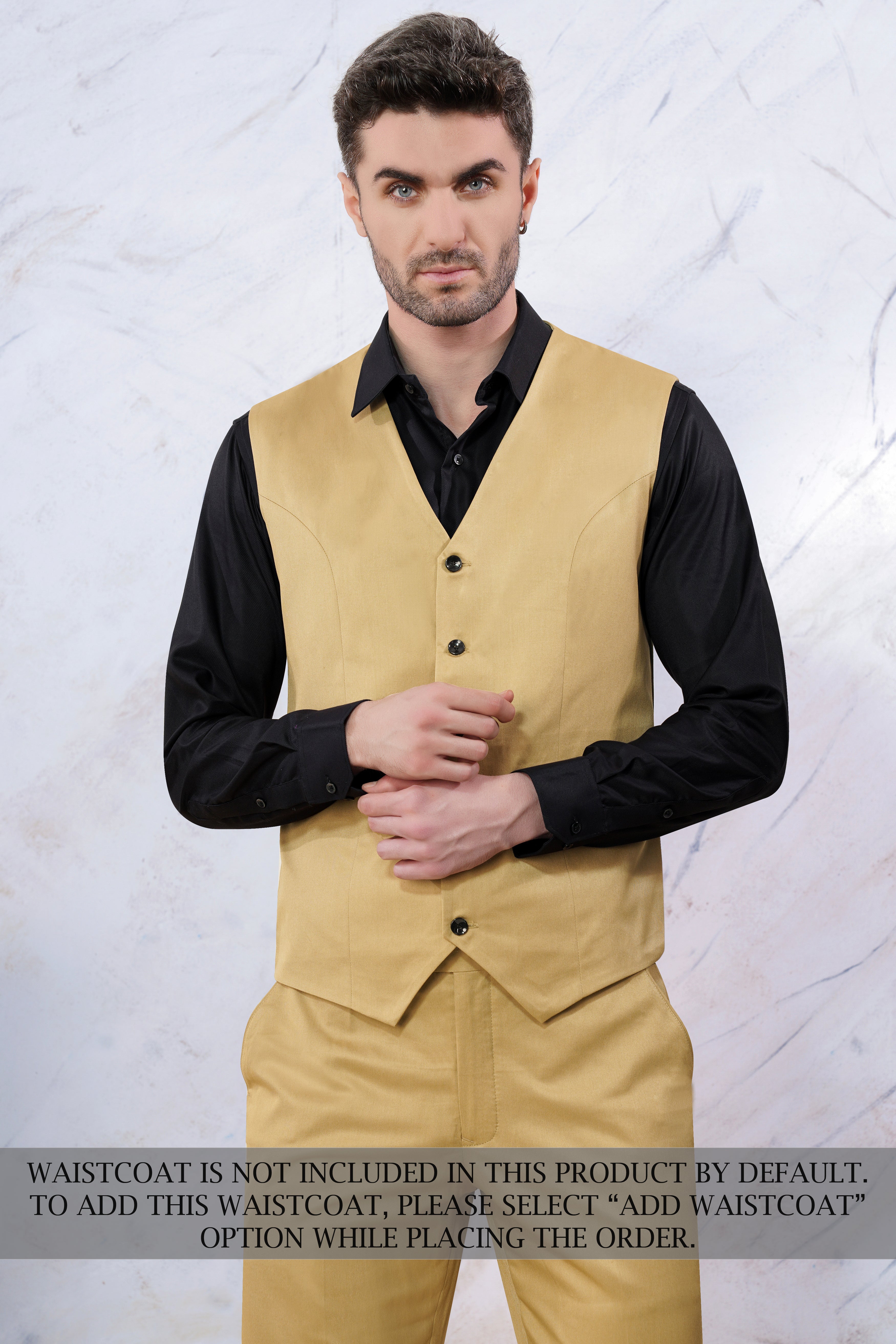 Twine Beige Plain-Solid Premium wool blend Double Breasted