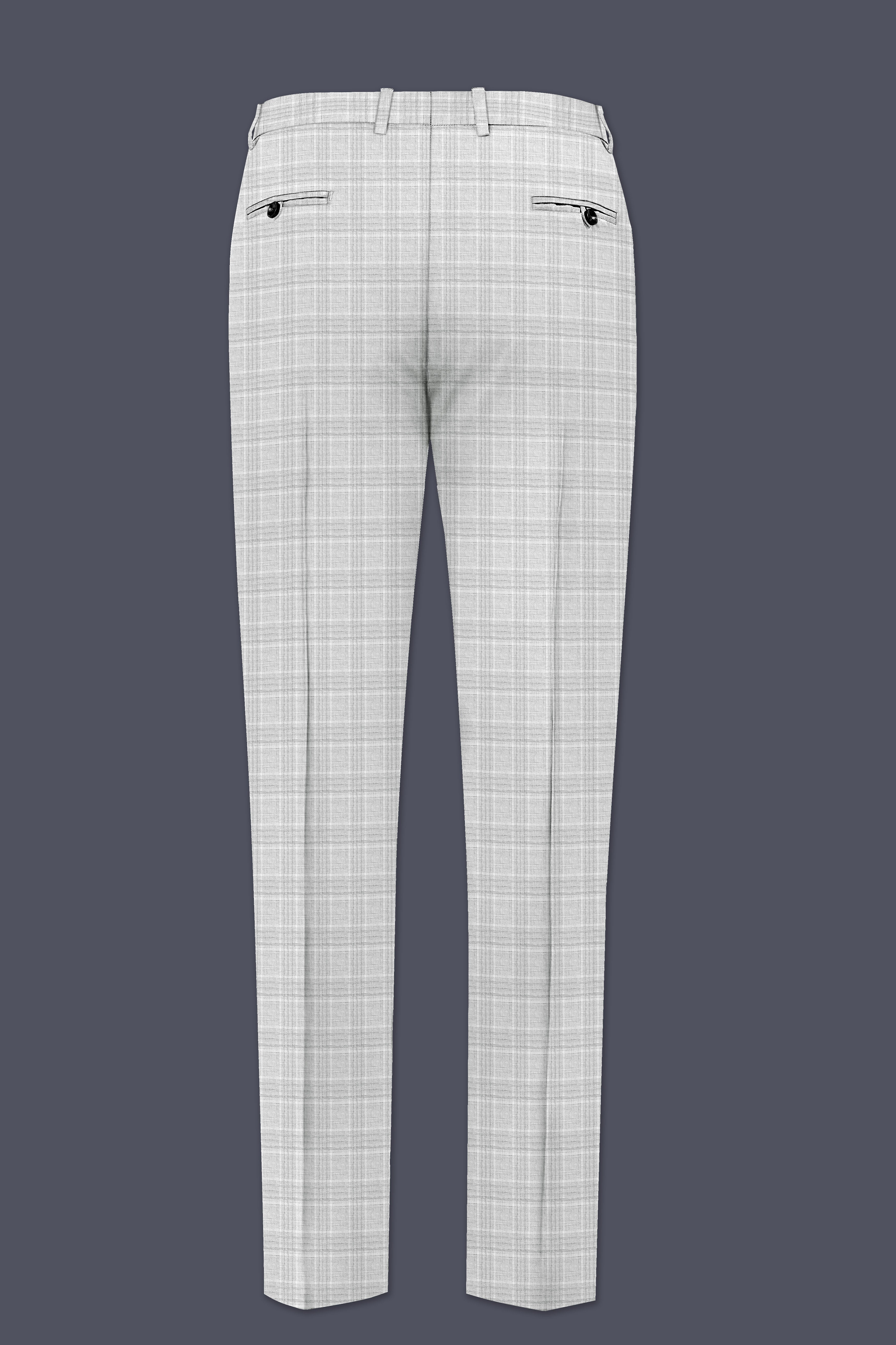 Cloud Gray Plaid Wool Rich Double Breasted Suit