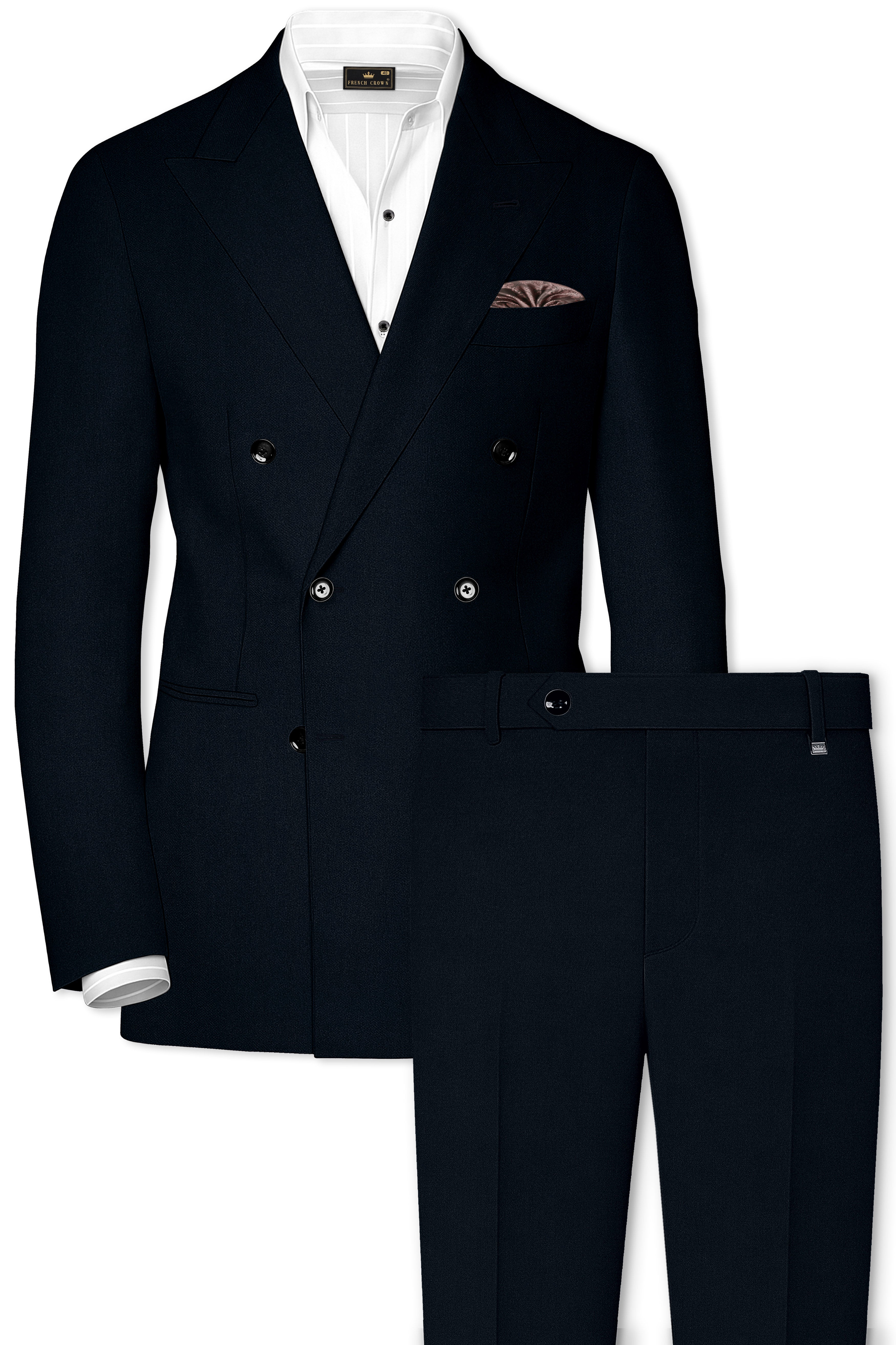 Bunker Blue Premium Cotton Double Breasted Suit
