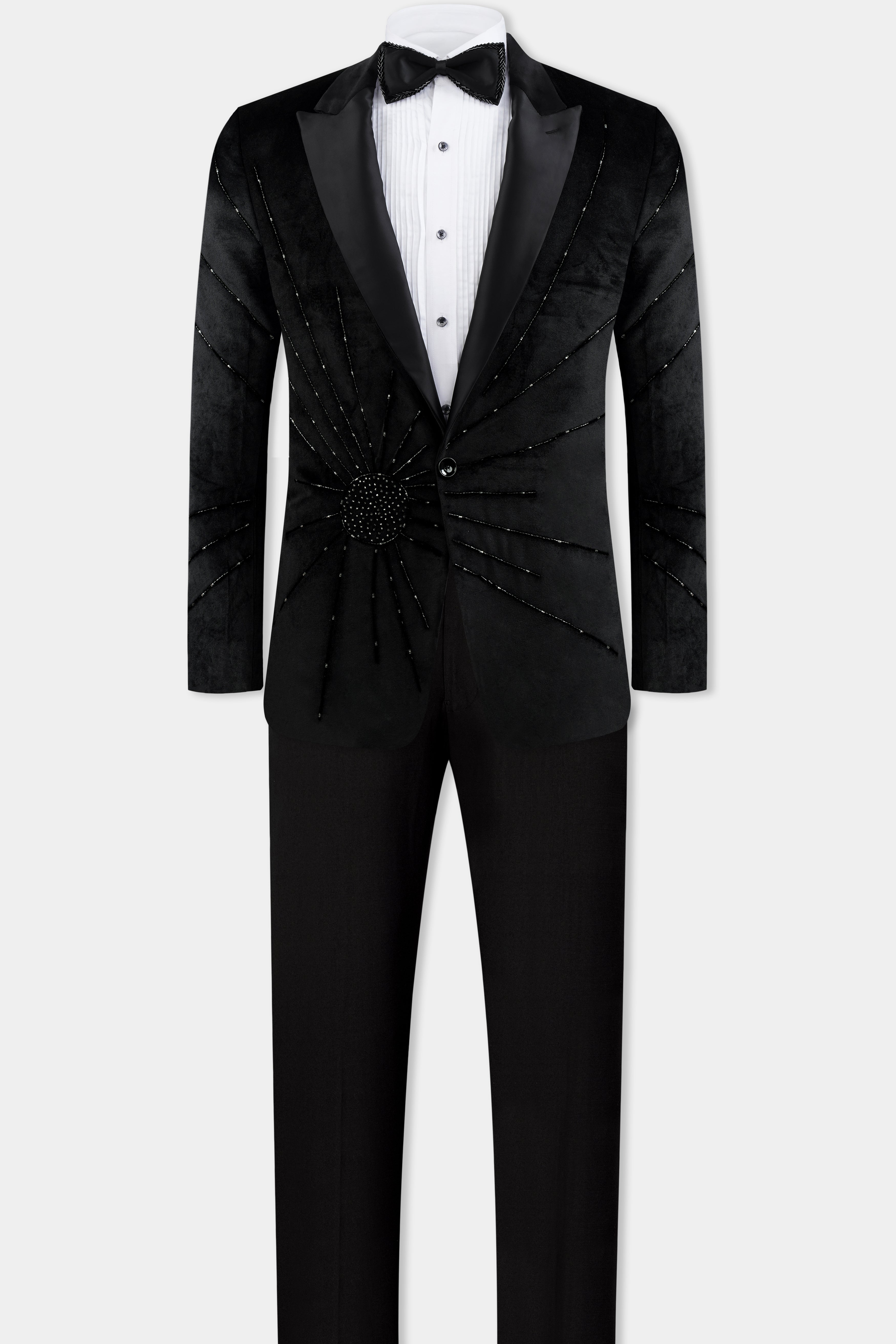 Jade Black Spider Like Moti Work Velvet Tuxedo Designer Suit ST3117-BKL-E379-36, ST3117-BKL-E379-38, ST3117-BKL-E379-40, ST3117-BKL-E379-42, ST3117-BKL-E379-44, ST3117-BKL-E379-46, ST3117-BKL-E379-48, ST3117-BKL-E379-50, ST3117-BKL-E379-52, ST3117-BKL-E379-54, ST3117-BKL-E379-56, ST3117-BKL-E379-58, ST3117-BKL-E379-60