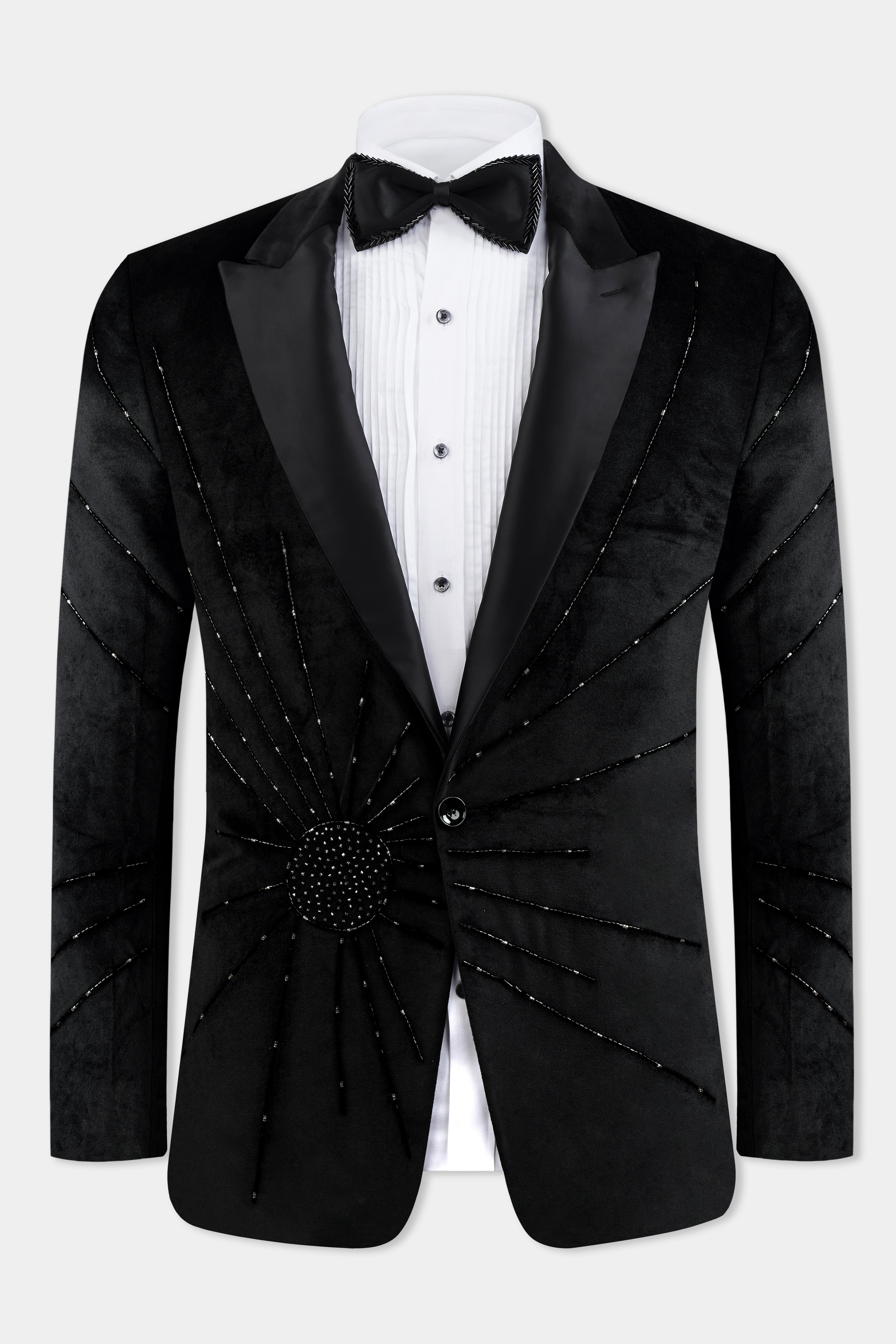 Jade Black Spider Like Moti Work Velvet Tuxedo Designer Suit ST3117-BKL-E379-36, ST3117-BKL-E379-38, ST3117-BKL-E379-40, ST3117-BKL-E379-42, ST3117-BKL-E379-44, ST3117-BKL-E379-46, ST3117-BKL-E379-48, ST3117-BKL-E379-50, ST3117-BKL-E379-52, ST3117-BKL-E379-54, ST3117-BKL-E379-56, ST3117-BKL-E379-58, ST3117-BKL-E379-60