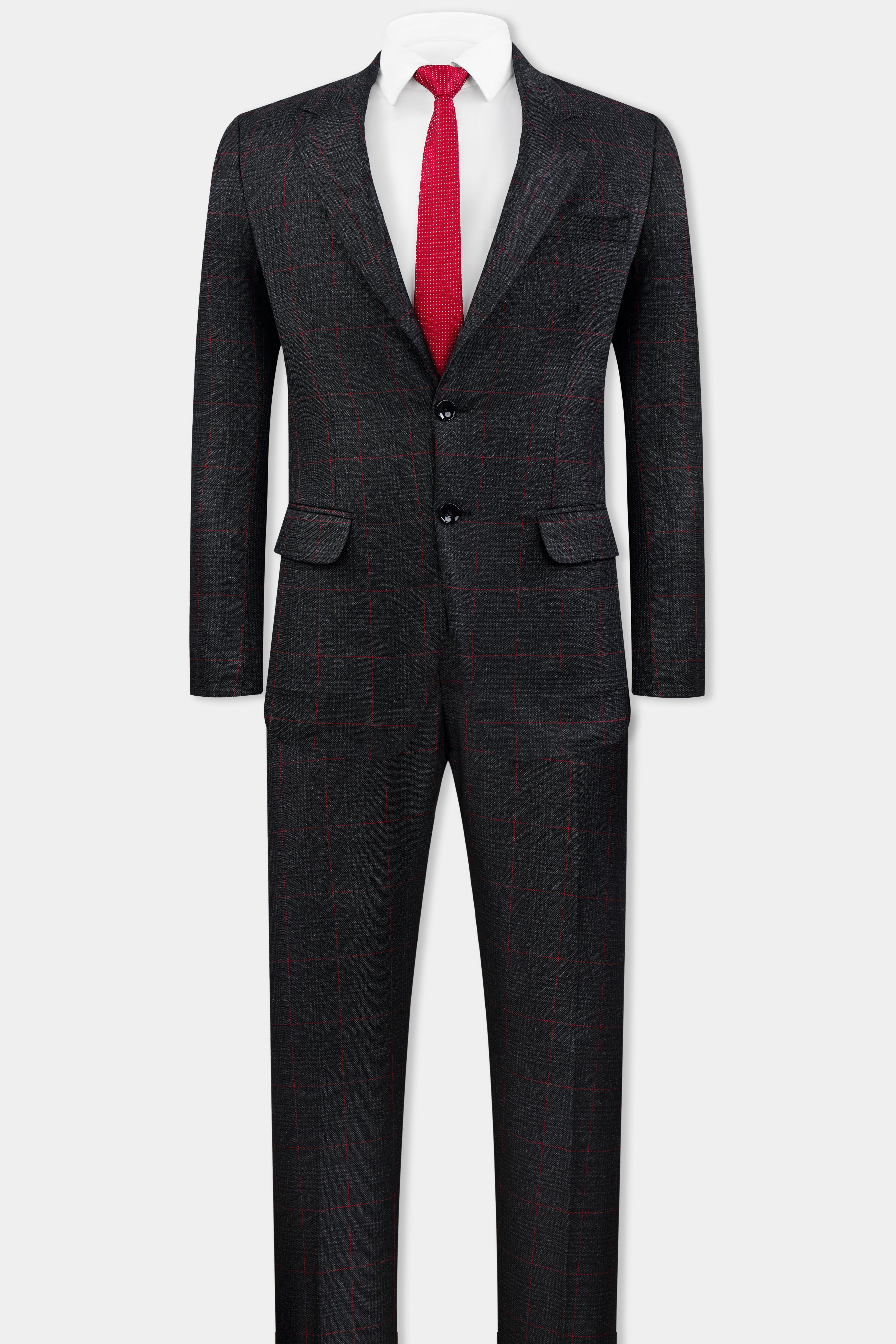 Bunker Black and Maple Red Windowpane Tweed Suit ST3124-SB-36, ST3124-SB-38, ST3124-SB-40, ST3124-SB-42, ST3124-SB-44, ST3124-SB-46, ST3124-SB-48, ST3124-SB-50, ST3124-SB-52, ST3124-SB-54, ST3124-SB-56, ST3124-SB-58, ST3124-SB-60