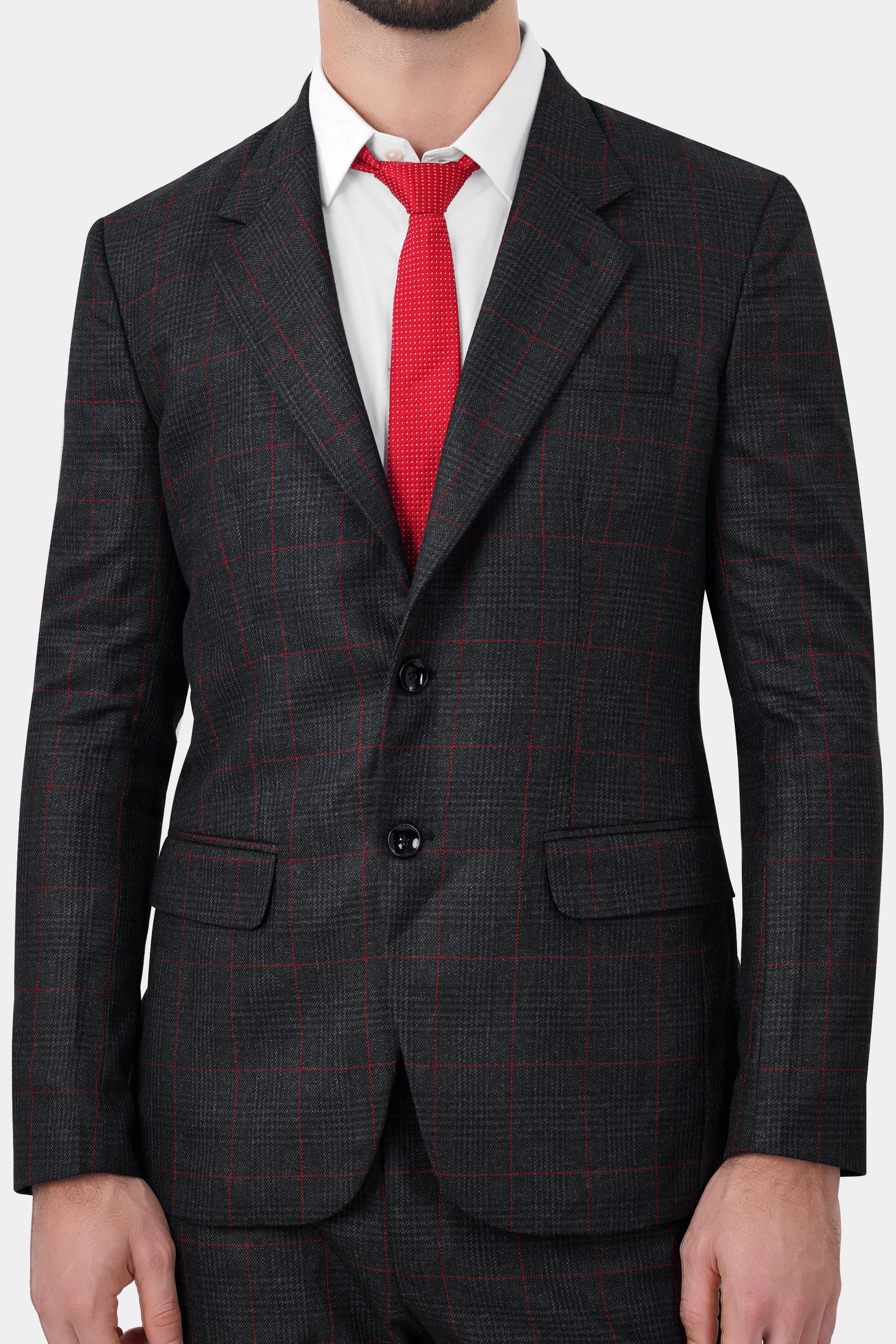 Bunker Black and Maple Red Windowpane Tweed Suit ST3124-SB-36, ST3124-SB-38, ST3124-SB-40, ST3124-SB-42, ST3124-SB-44, ST3124-SB-46, ST3124-SB-48, ST3124-SB-50, ST3124-SB-52, ST3124-SB-54, ST3124-SB-56, ST3124-SB-58, ST3124-SB-60