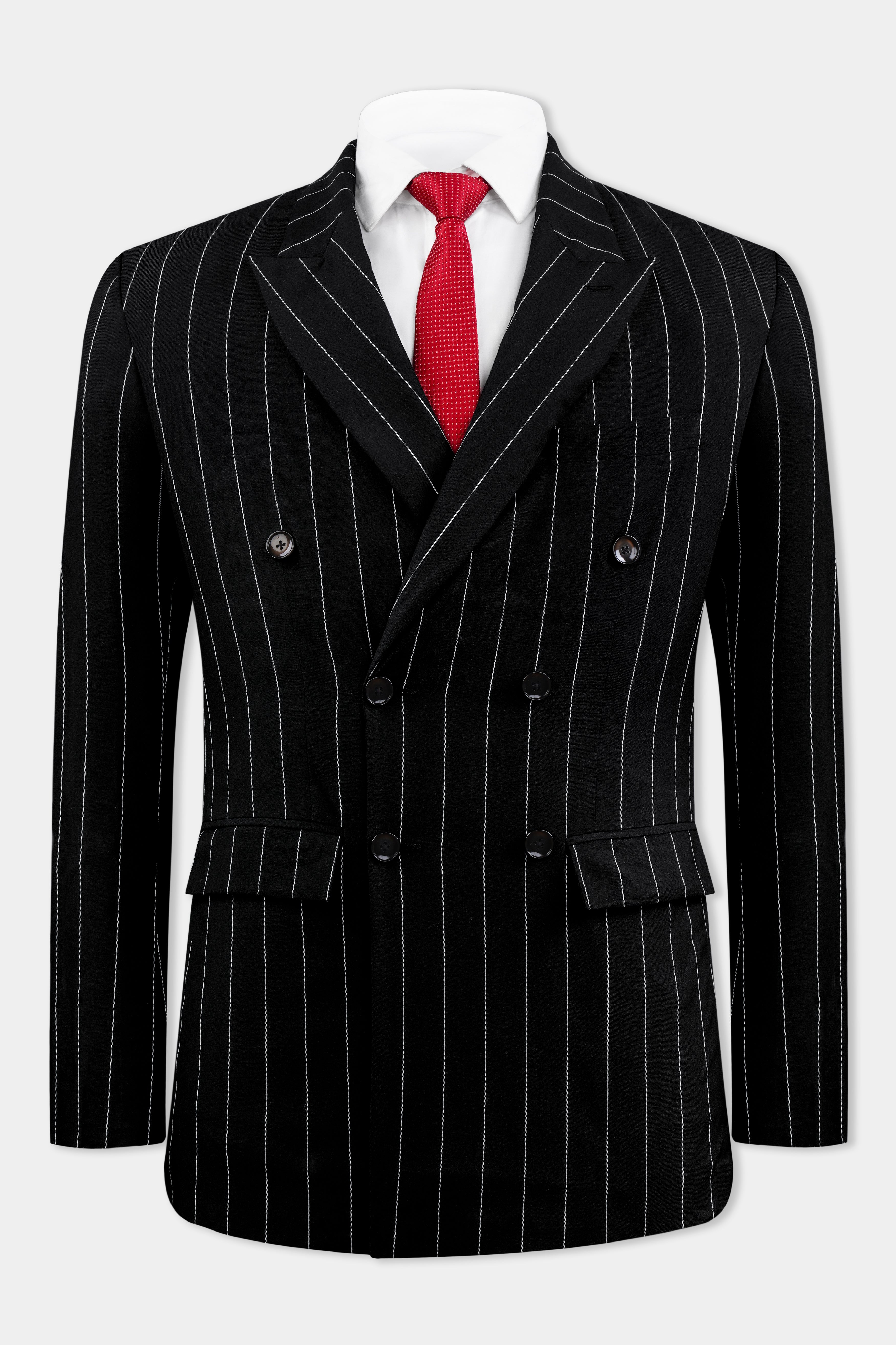 Jade Black and White Striped Wool Rich Double Breasted Suit ST3125-DB-36, ST3125-DB-38, ST3125-DB-40, ST3125-DB-42, ST3125-DB-44, ST3125-DB-46, ST3125-DB-48, ST3125-DB-50, ST3125-DB-52, ST3125-DB-54, ST3125-DB-56, ST3125-DB-58, ST3125-DB-60