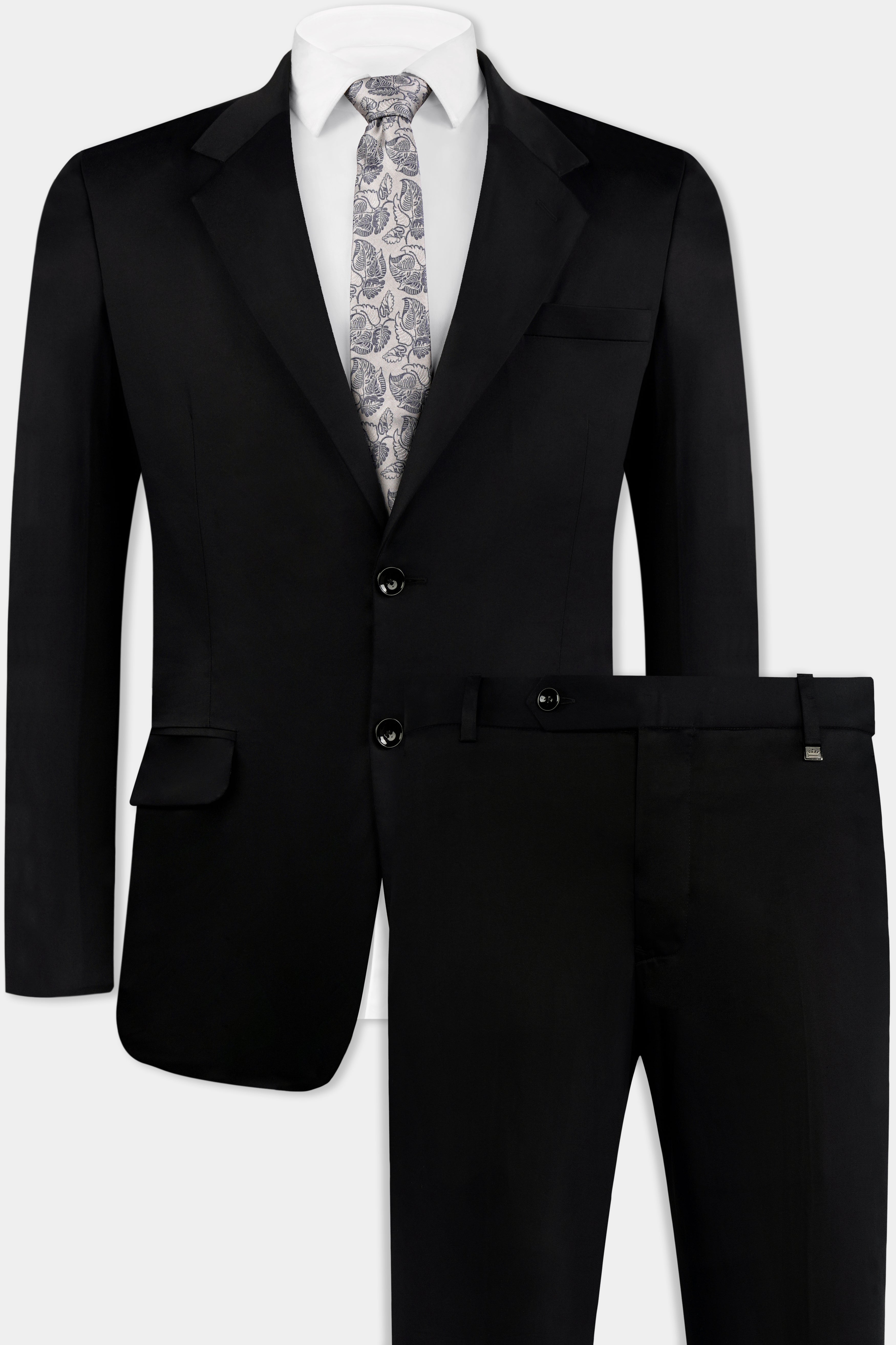 Jade Black Wool Rich Suit