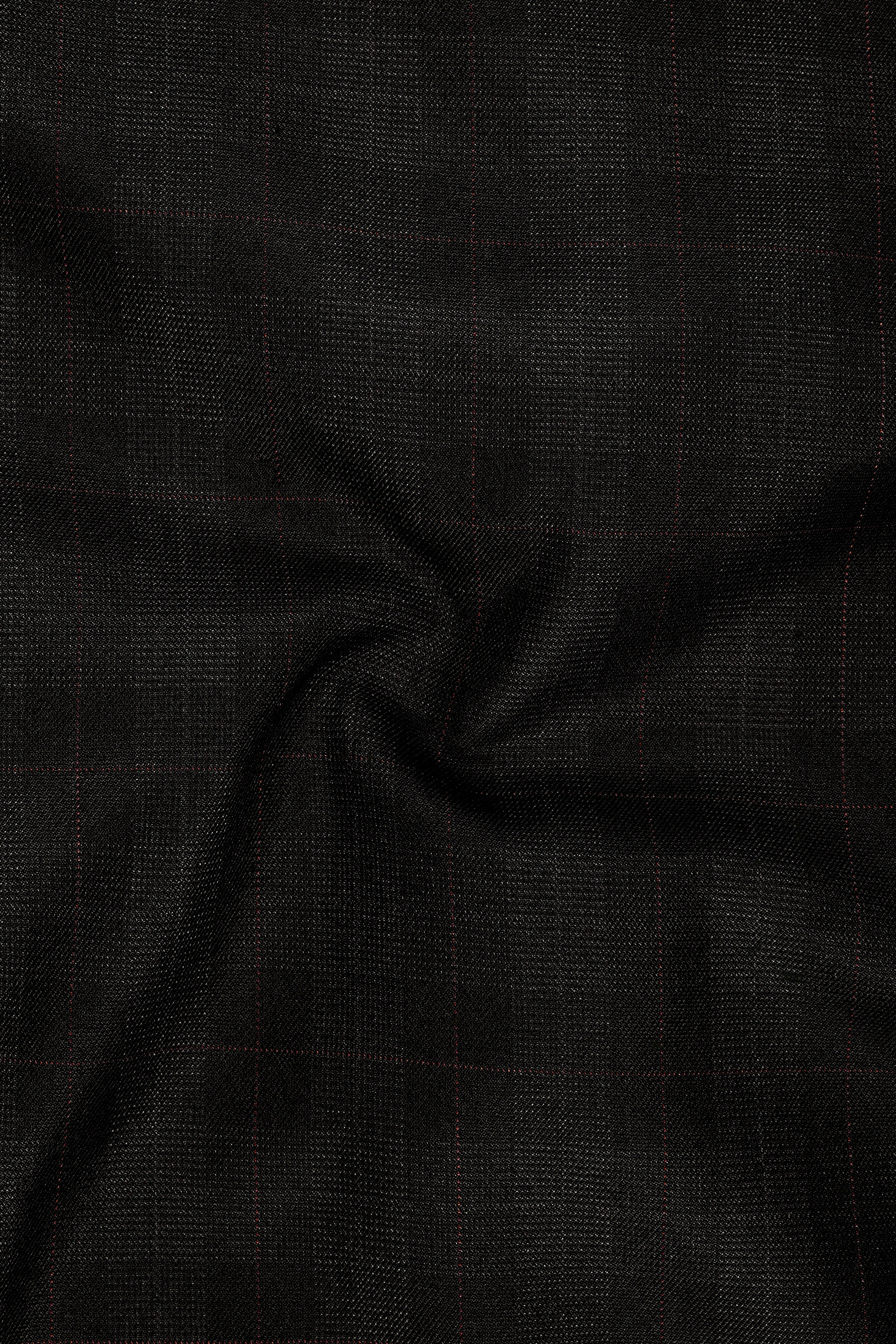 Onyx Black Subtle Plaid Wool rich Double Breasted Suit