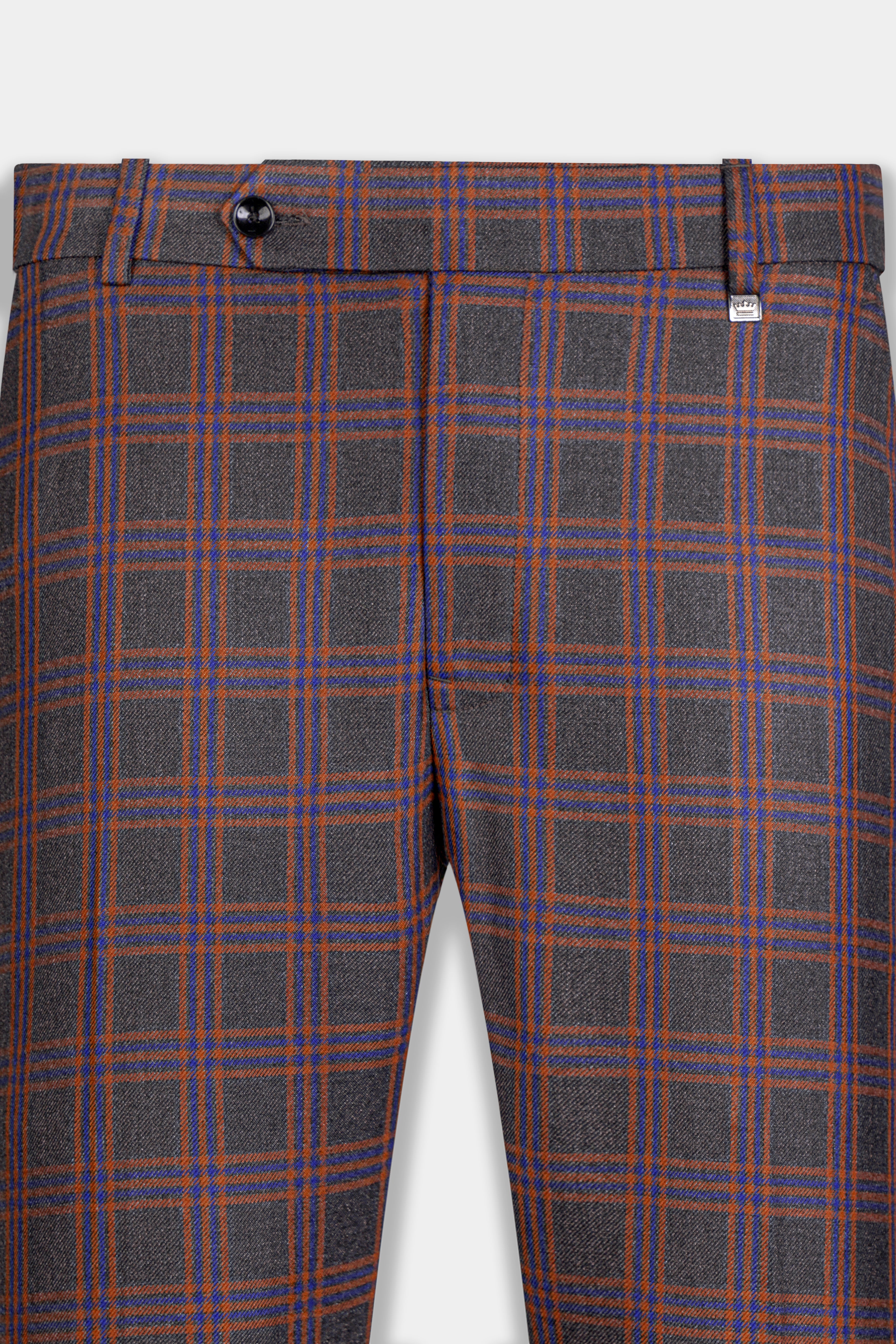 Emperor Gray and Russet Brown Plaid Tweed Double Breasted Suit