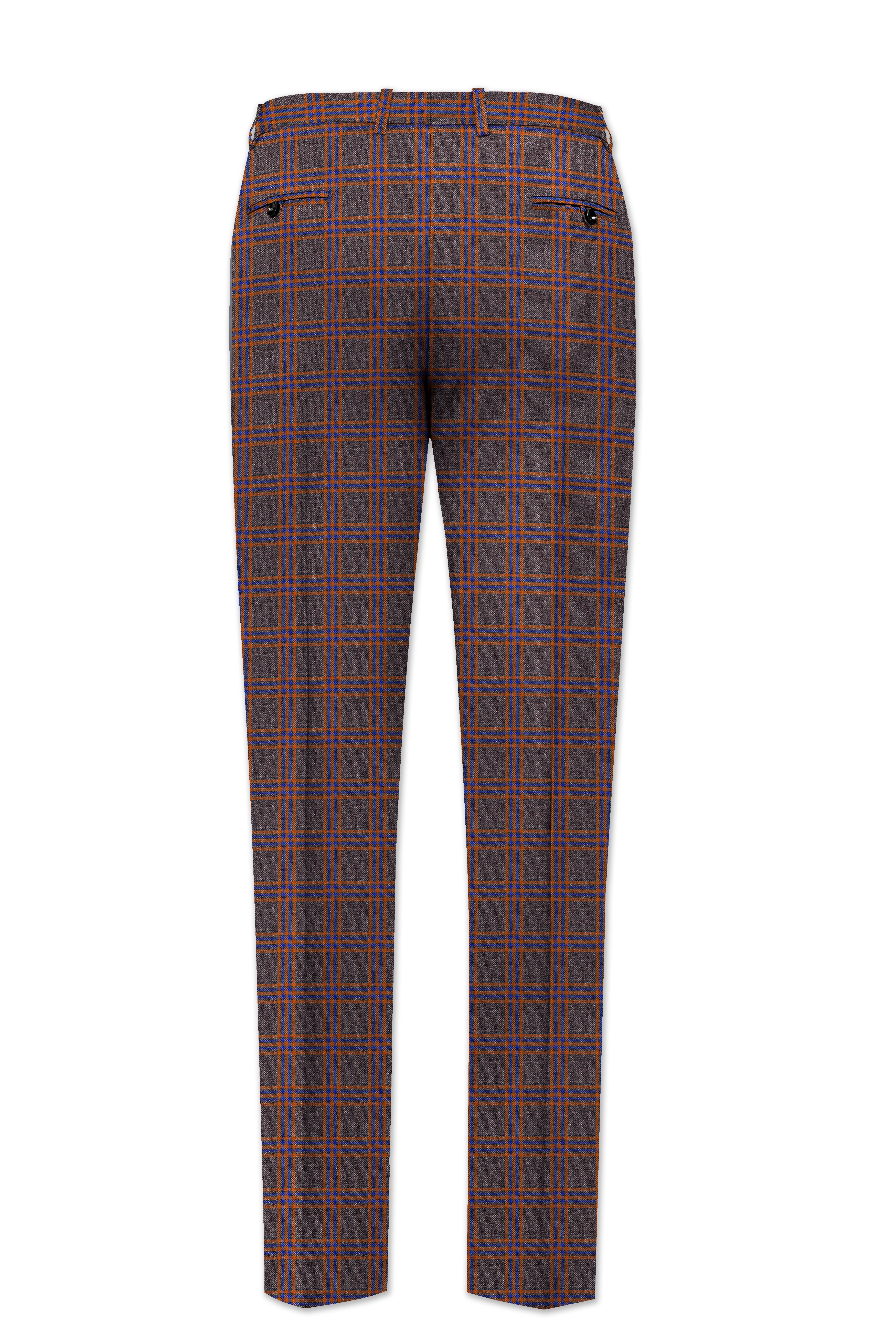 Emperor Gray and Russet Brown Plaid Tweed Double Breasted Suit