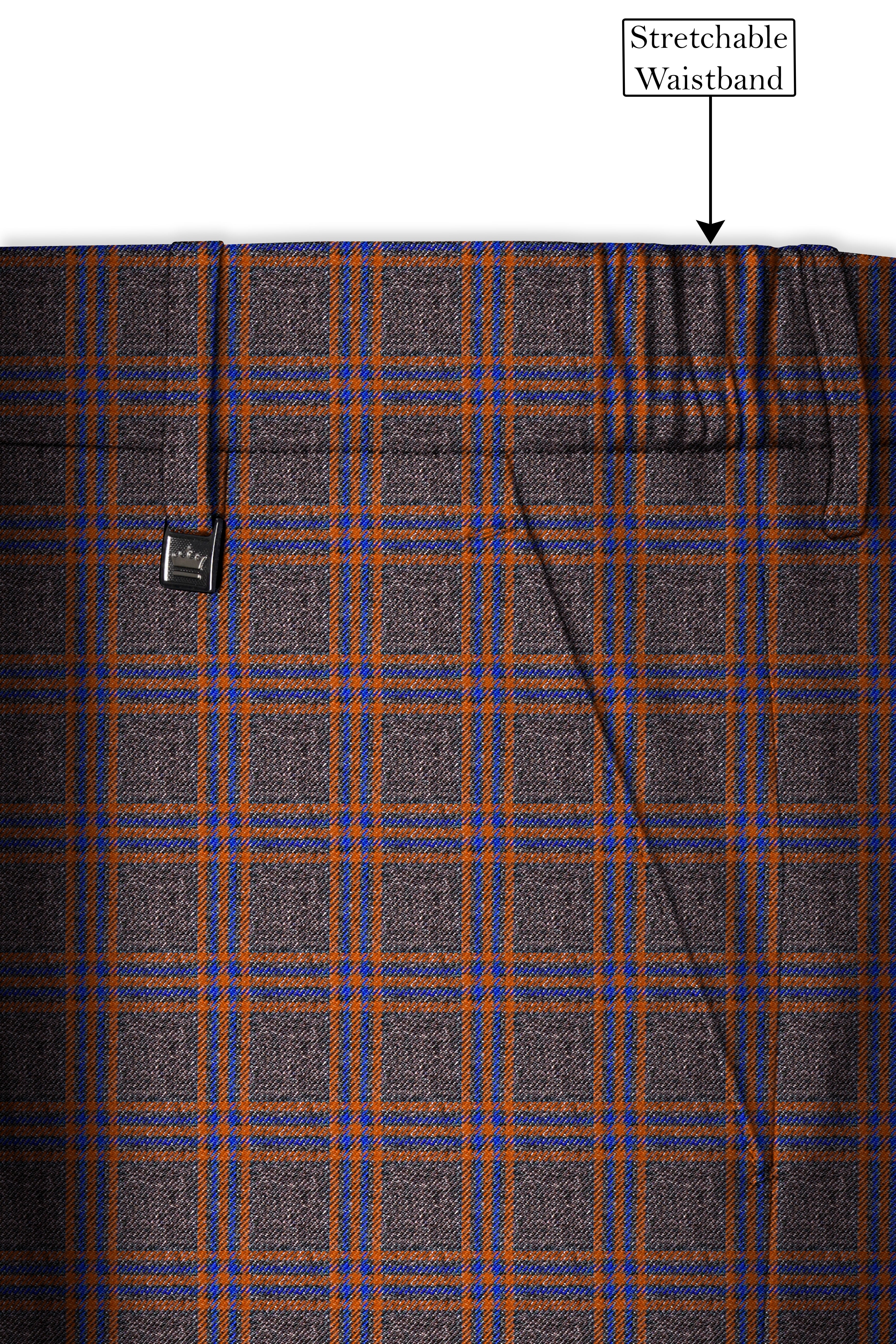 Emperor Gray and Russet Brown Plaid Tweed Double Breasted Suit