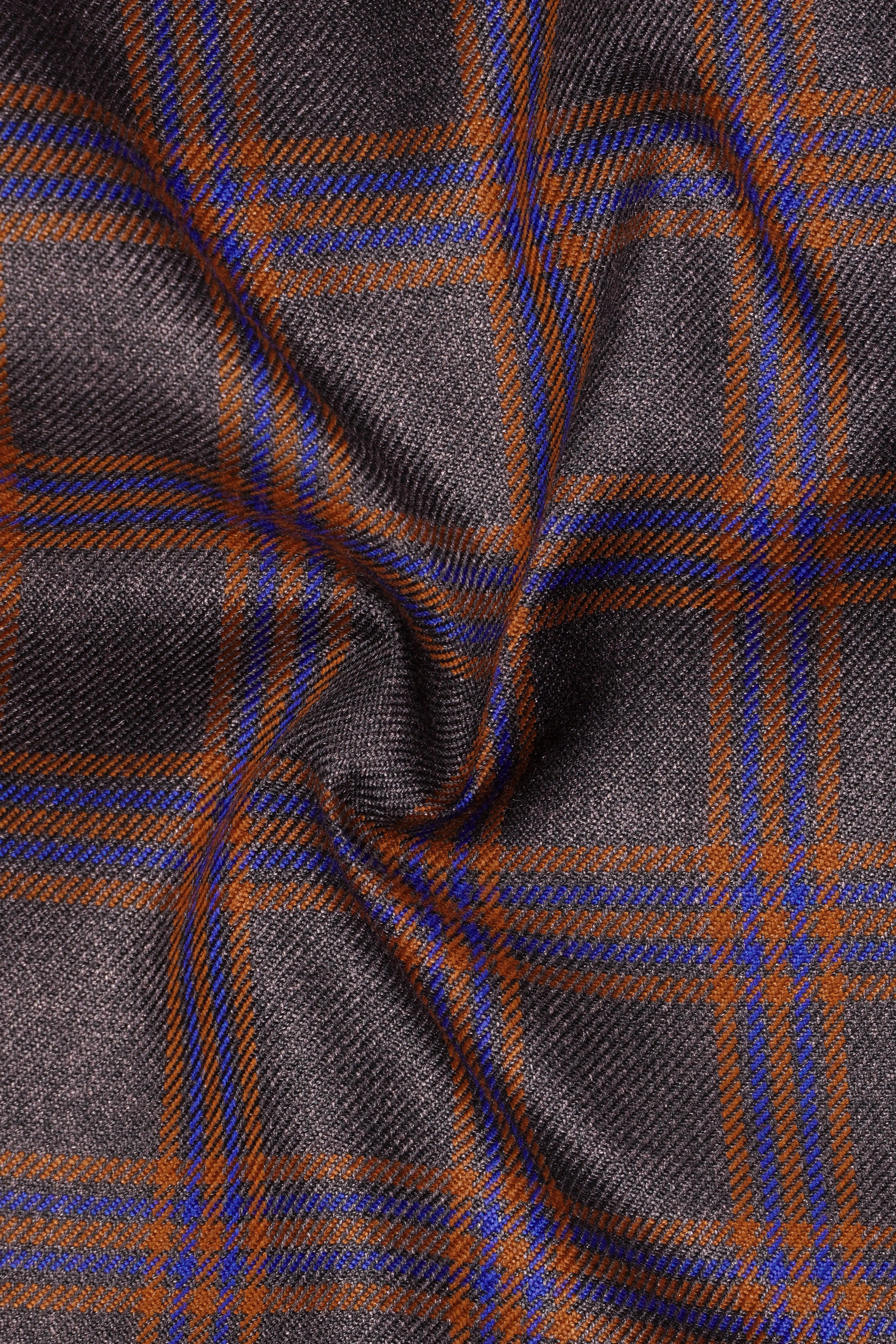 Emperor Gray and Russet Brown Plaid Tweed Double Breasted Suit
