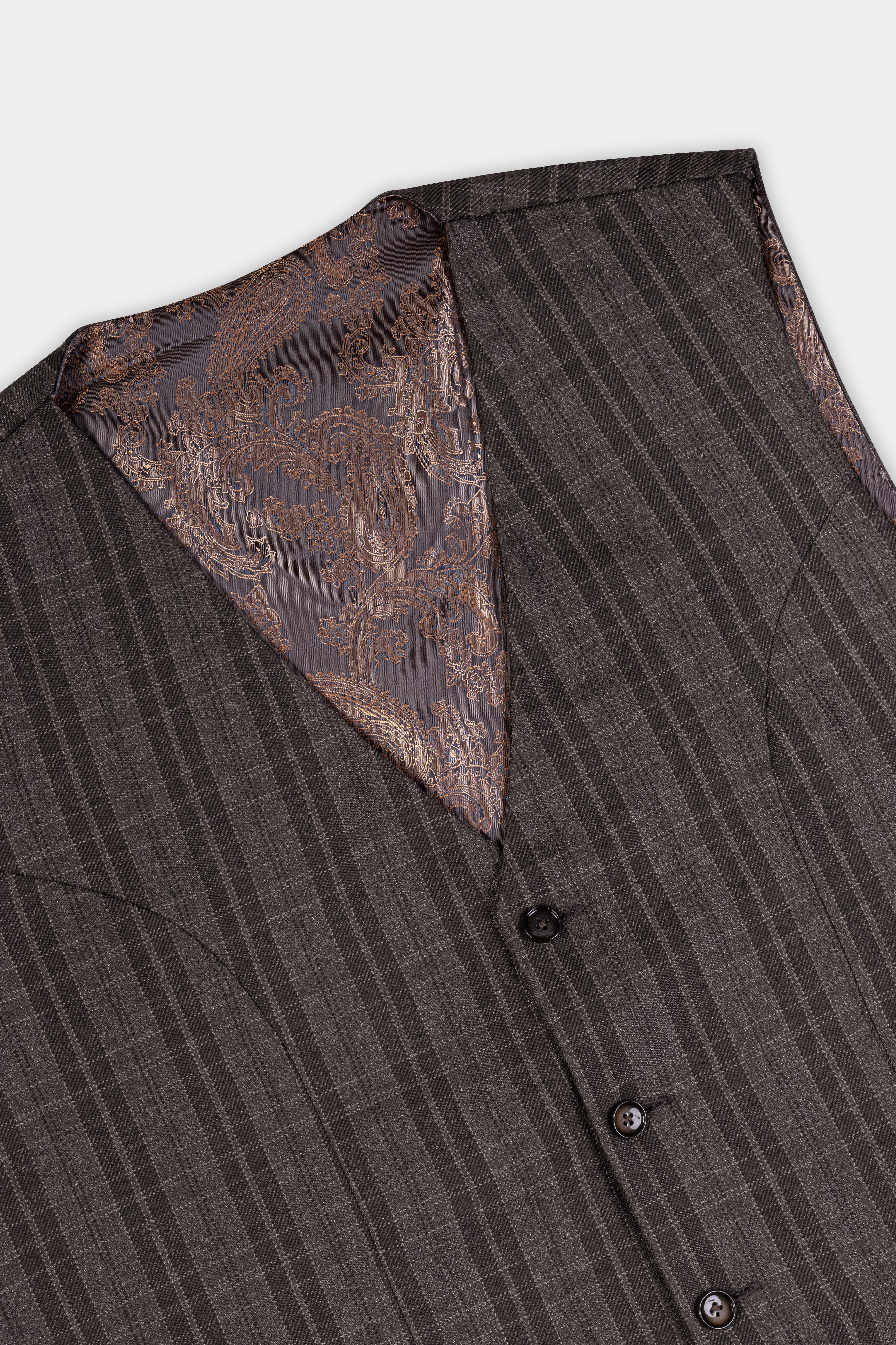 Thunder Brown Plaid Tweed Double Breasted Suit