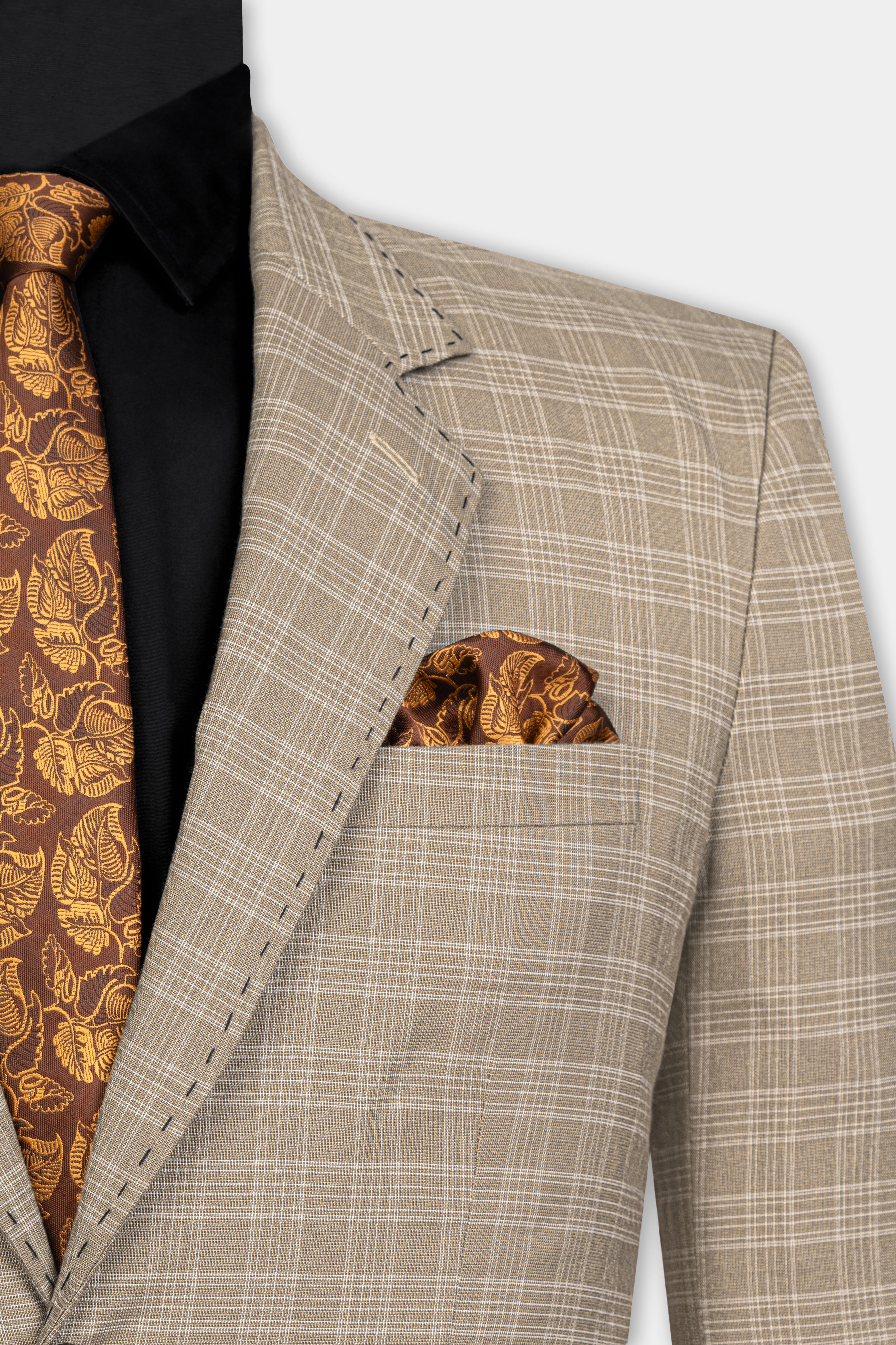 Oyster Brown Plaid Wool Rich Suit