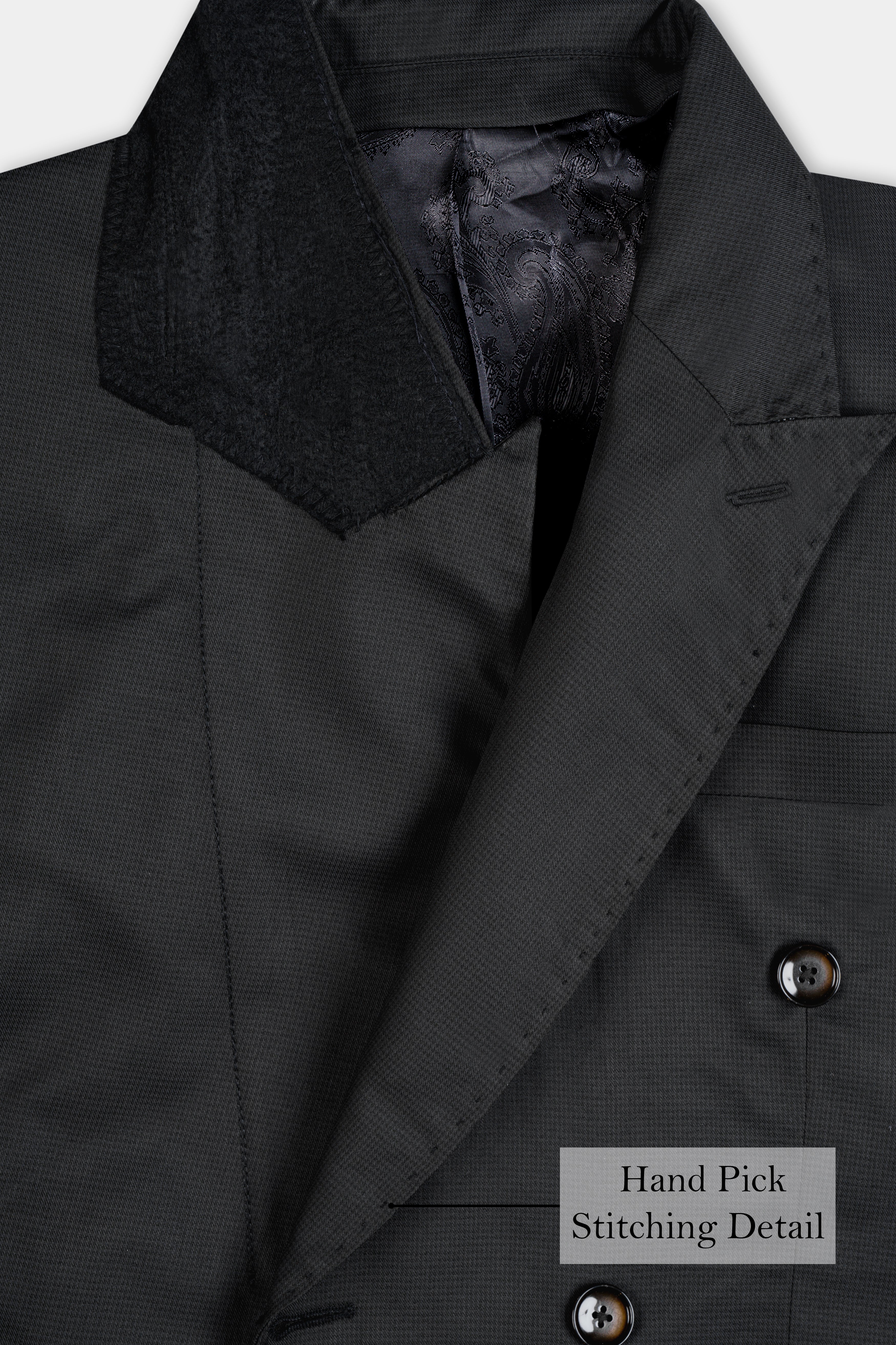 Vulcan Black Wool Rich Double Breasted Suit